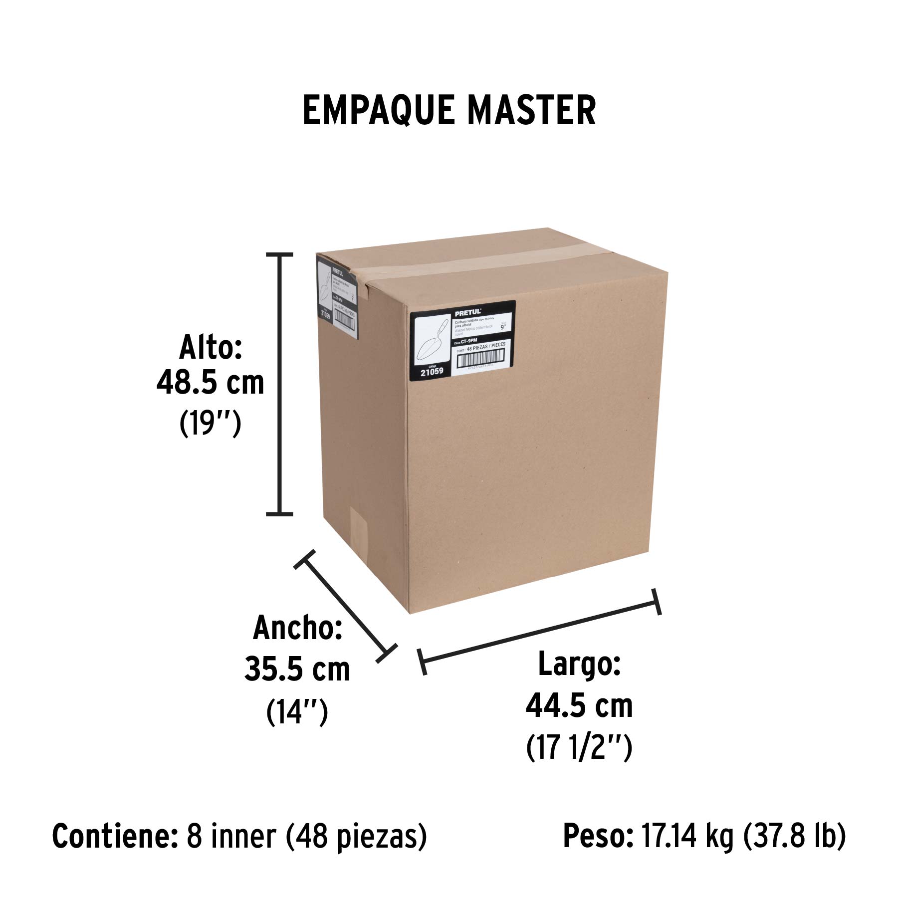 Cuchara para albañil 9" tipo Mérida, PRETUL - Empaque