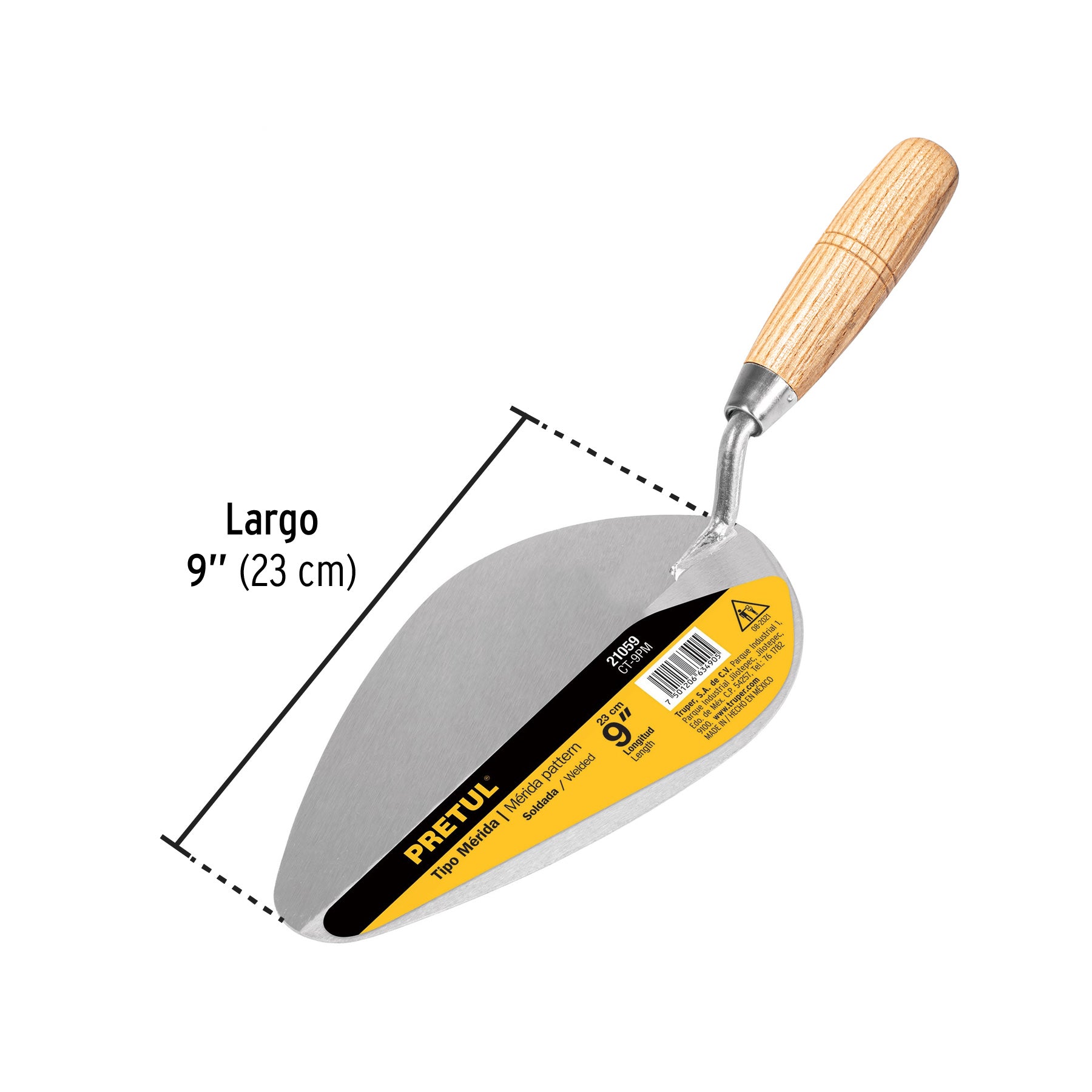 Cuchara para albañil 9" tipo Mérida, PRETUL