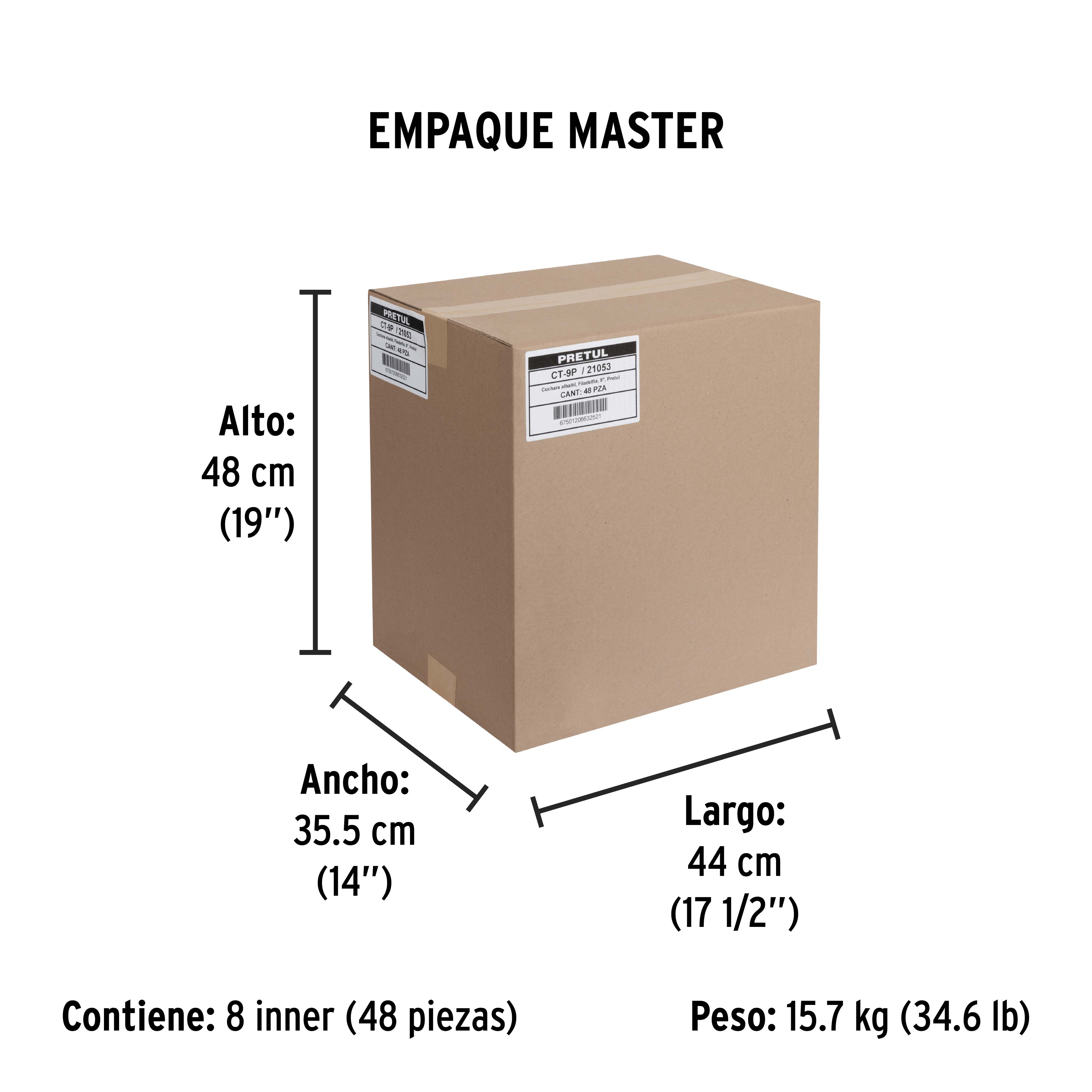 Cuchara para albañil 9" tipo Filadelfia, PRETUL - Empaque