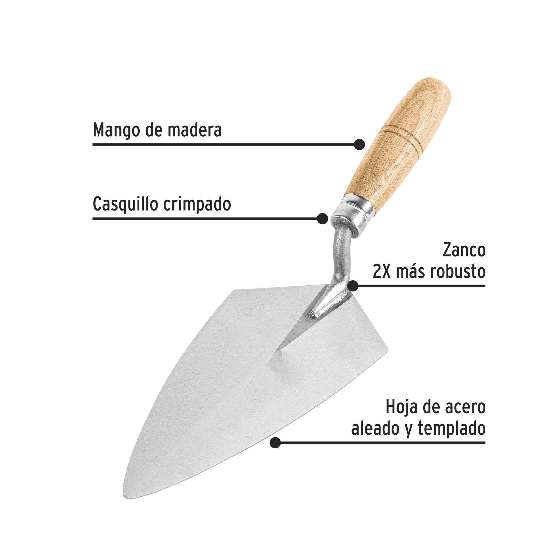 Cuchara para albañil 9" tipo Filadelfia, PRETUL