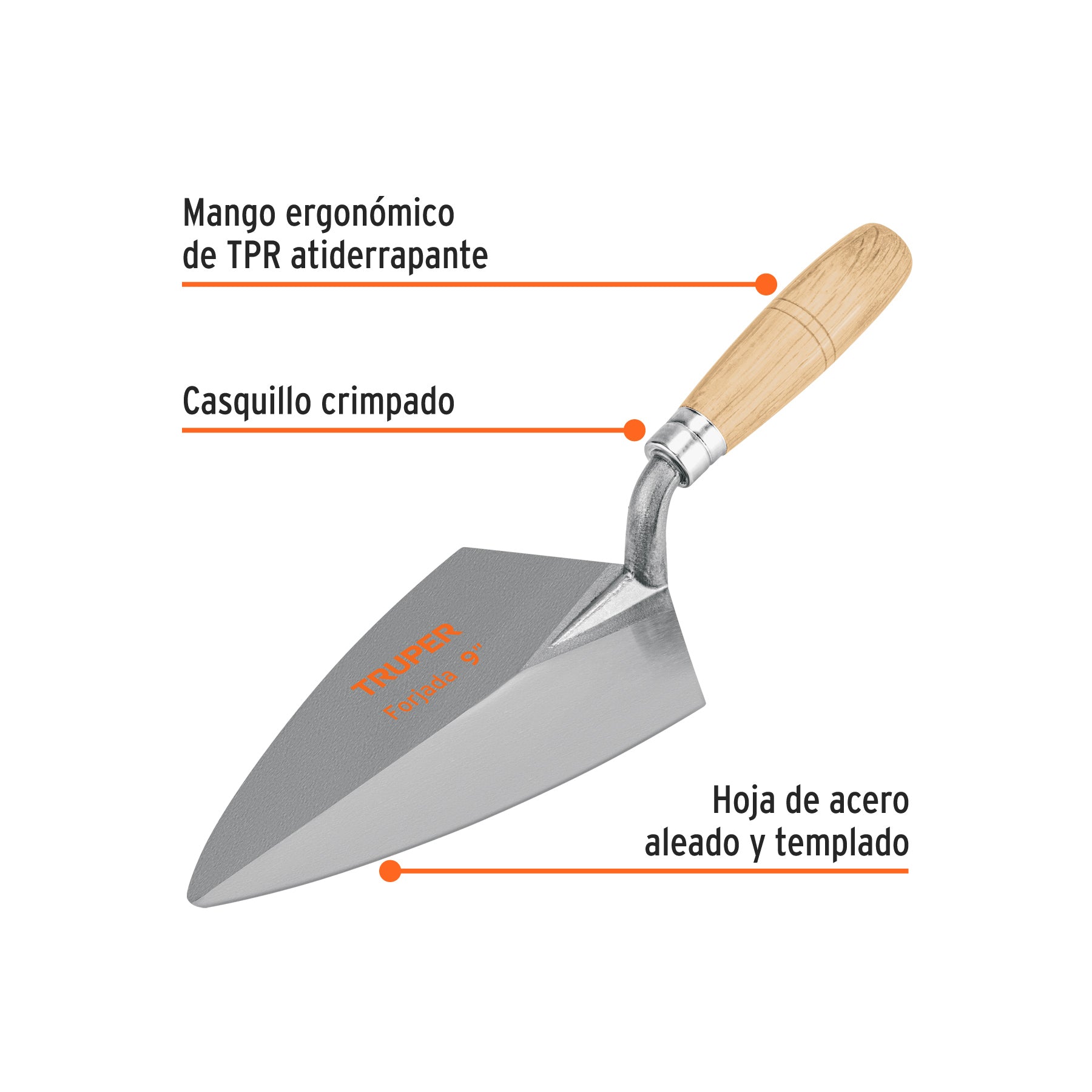 Cuchara para albañil 9" forjada tipo Filadelfia, TRUPER
