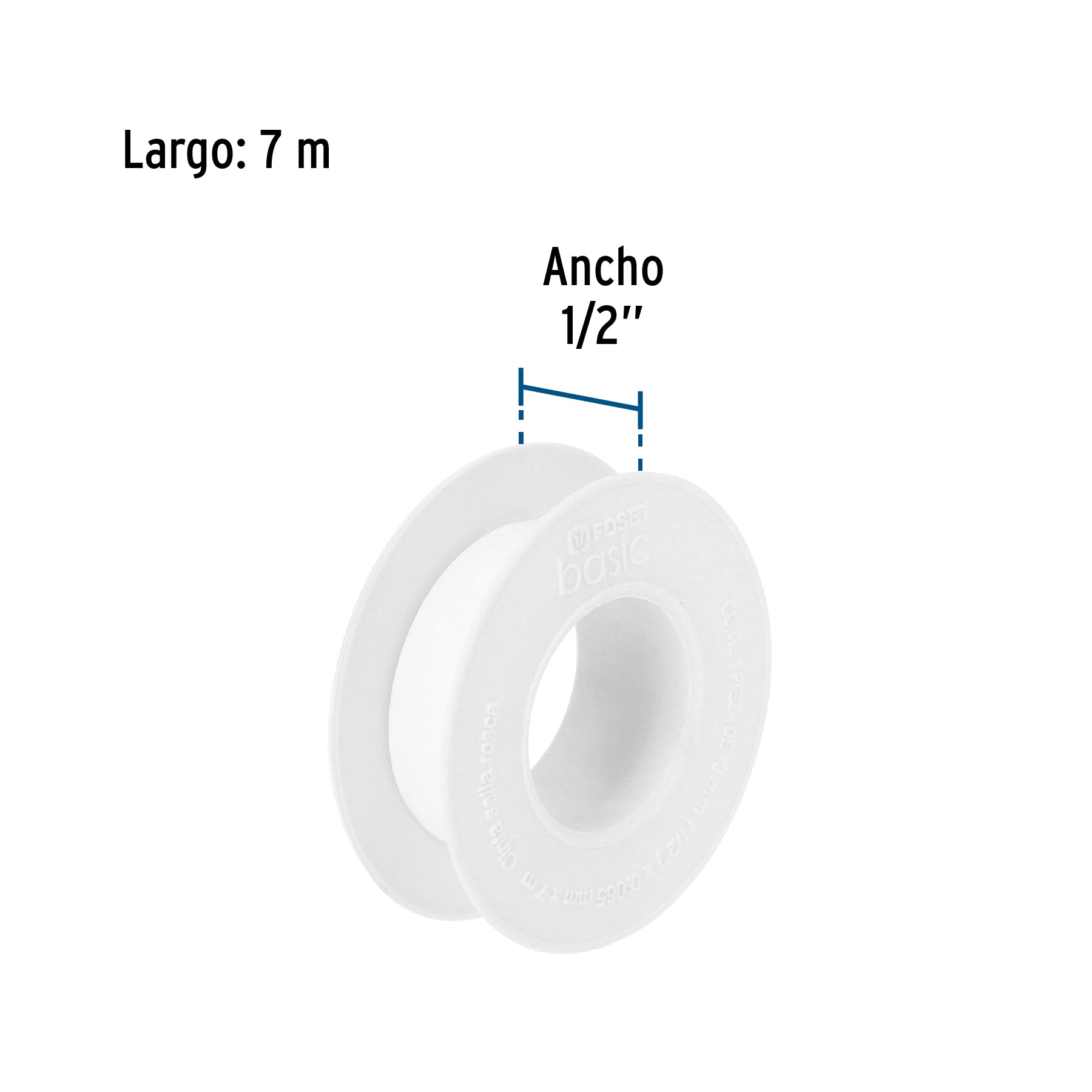 Cinta sella roscas 1/2" x 7m, uso general, FOSET BASIC