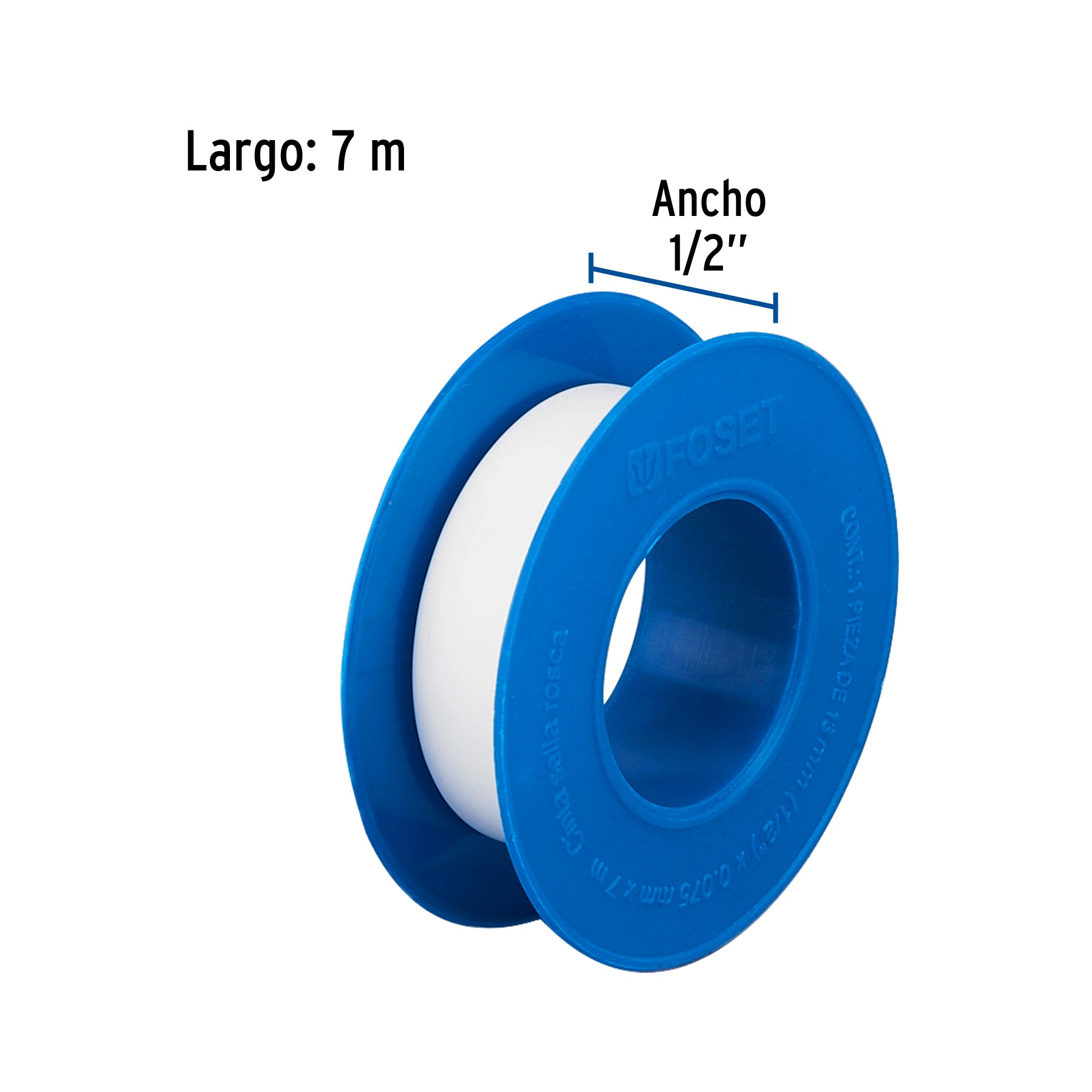 Cinta sella roscas 1/2" x 7m, uso general, FOSET