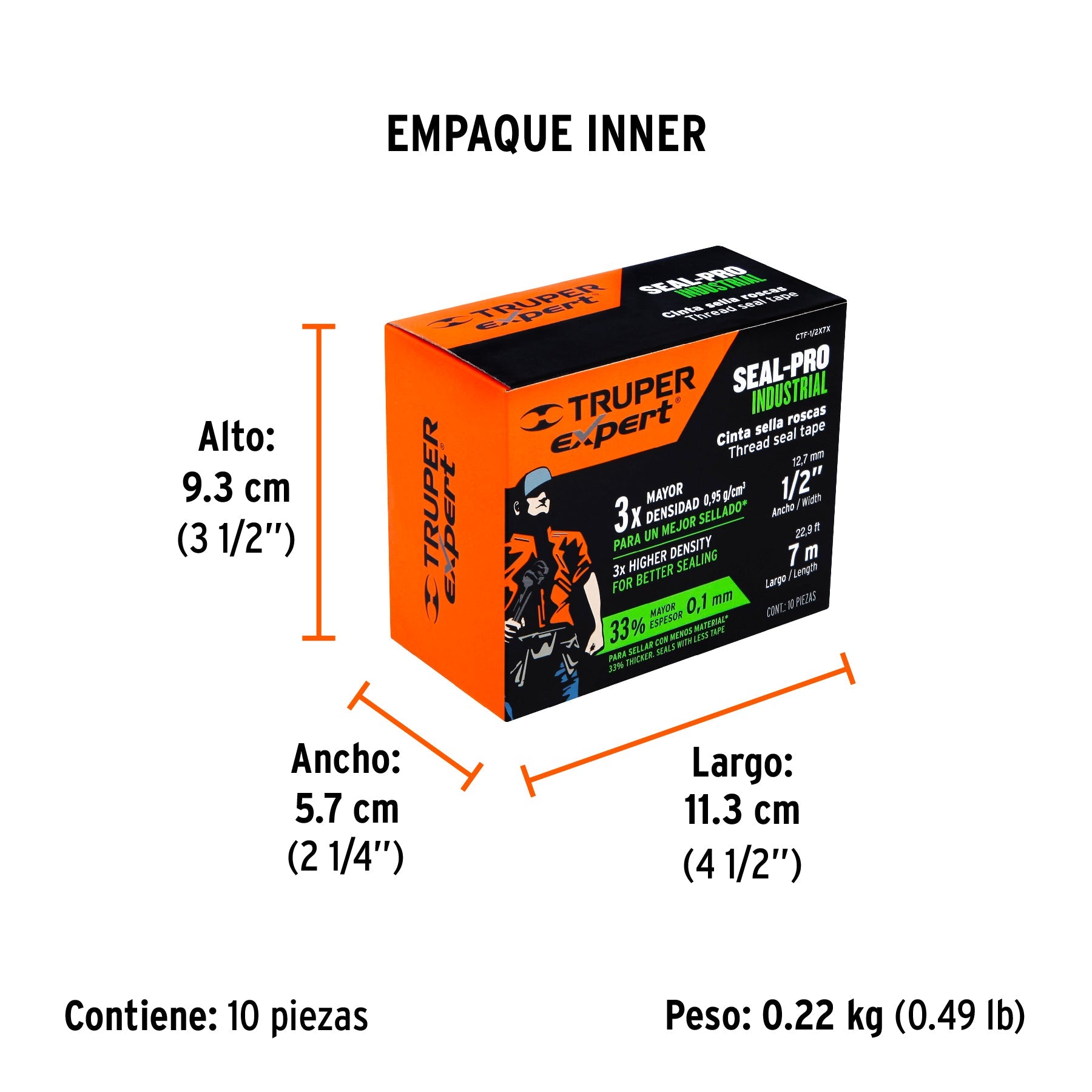 Cinta sella roscas 1/2" x 7m, Seal Pro Industrial, EXPERT - Empaque