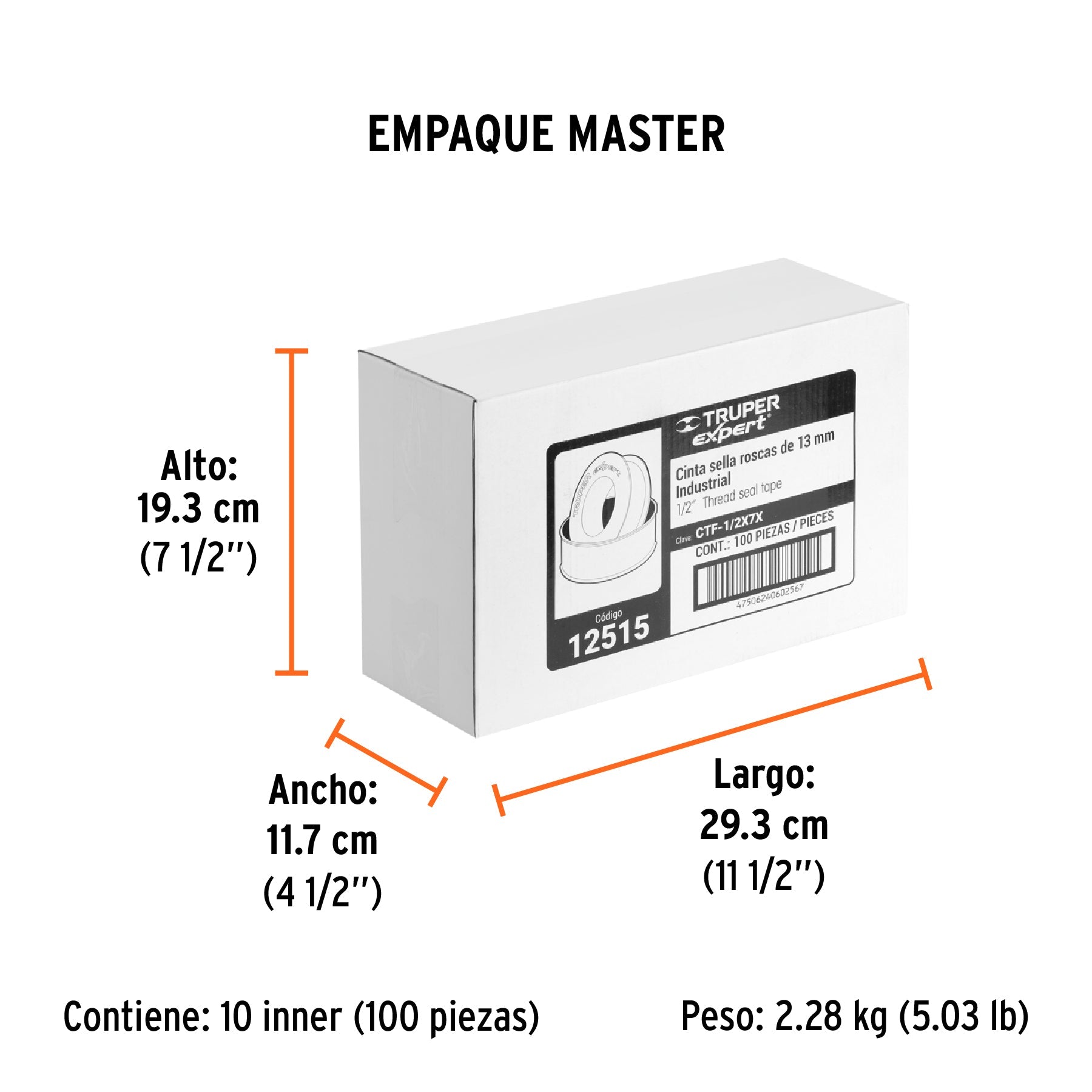 Cinta sella roscas 1/2" x 7m, Seal Pro Industrial, EXPERT - Empaque