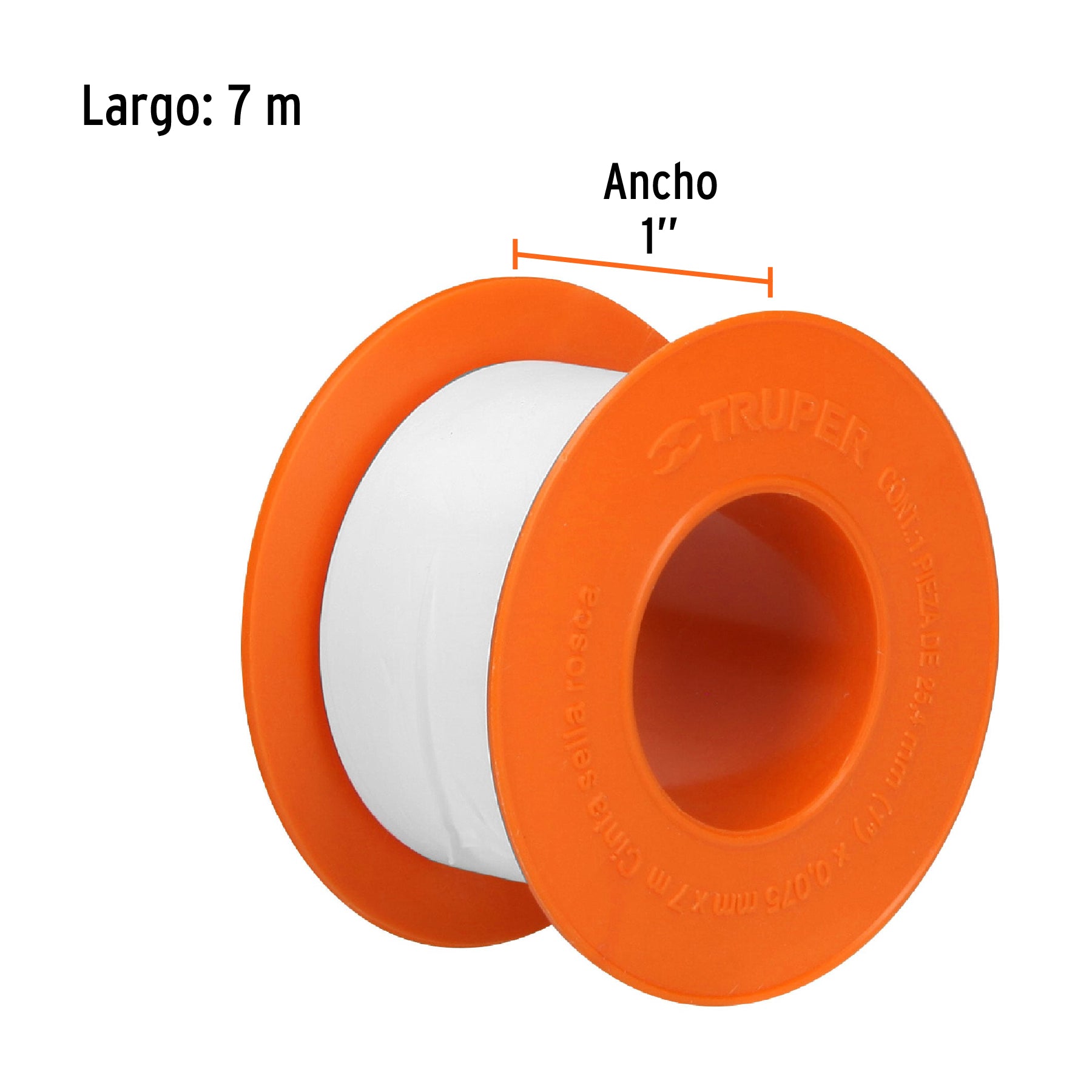 Cinta sella roscas 1" x 7m, uso general, TRUPER