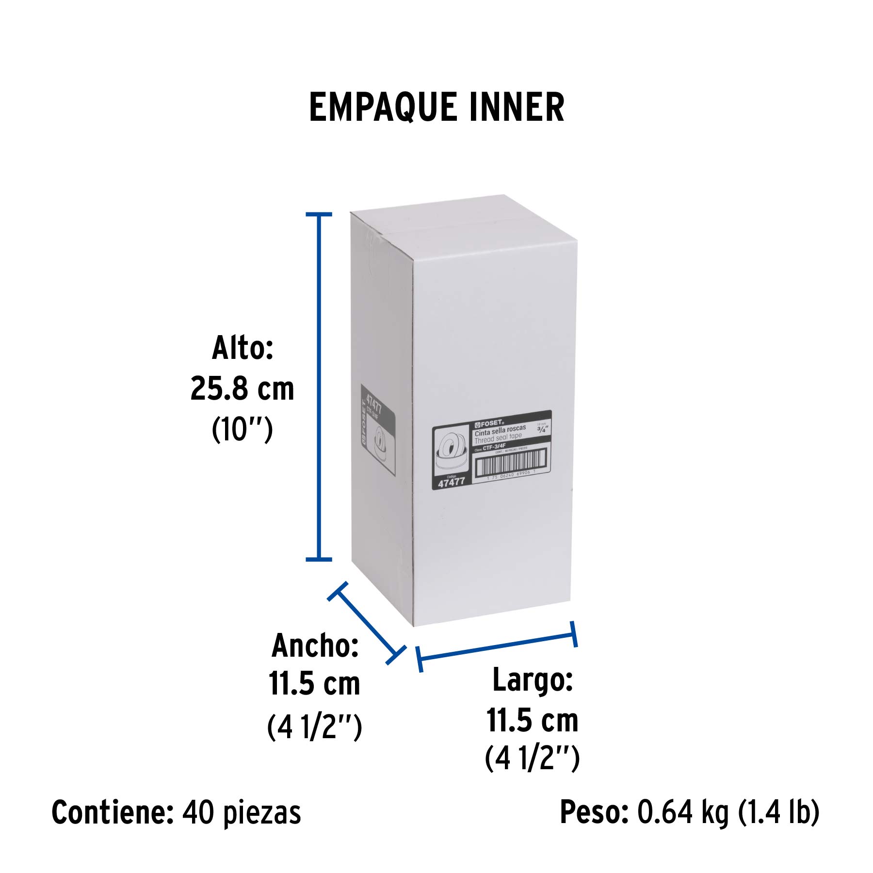 Cinta sella roscas 3/4" x 7m, uso general, FOSET - Empaque