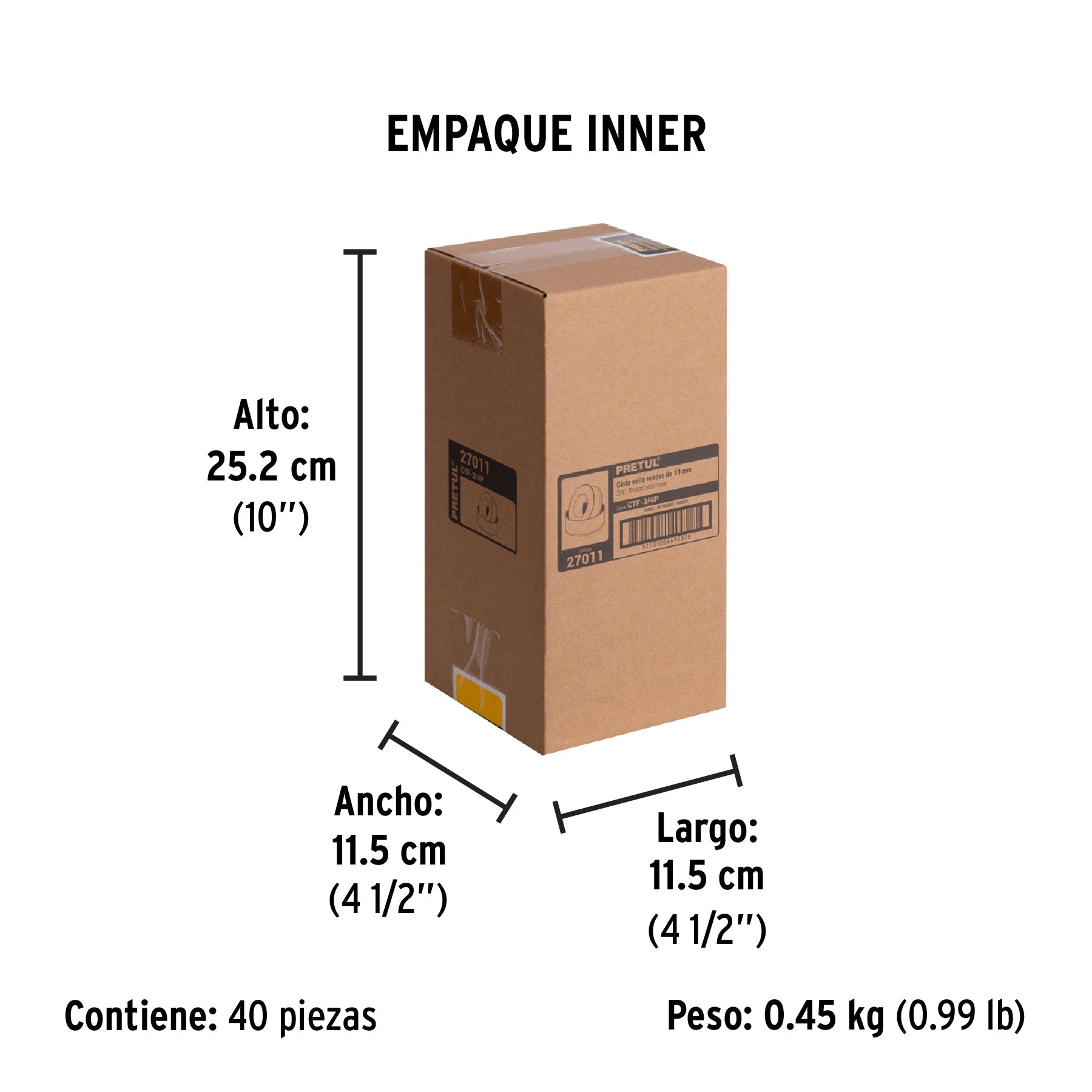 Cinta sella roscas 3/4" x 7m, PRETUL - Empaque