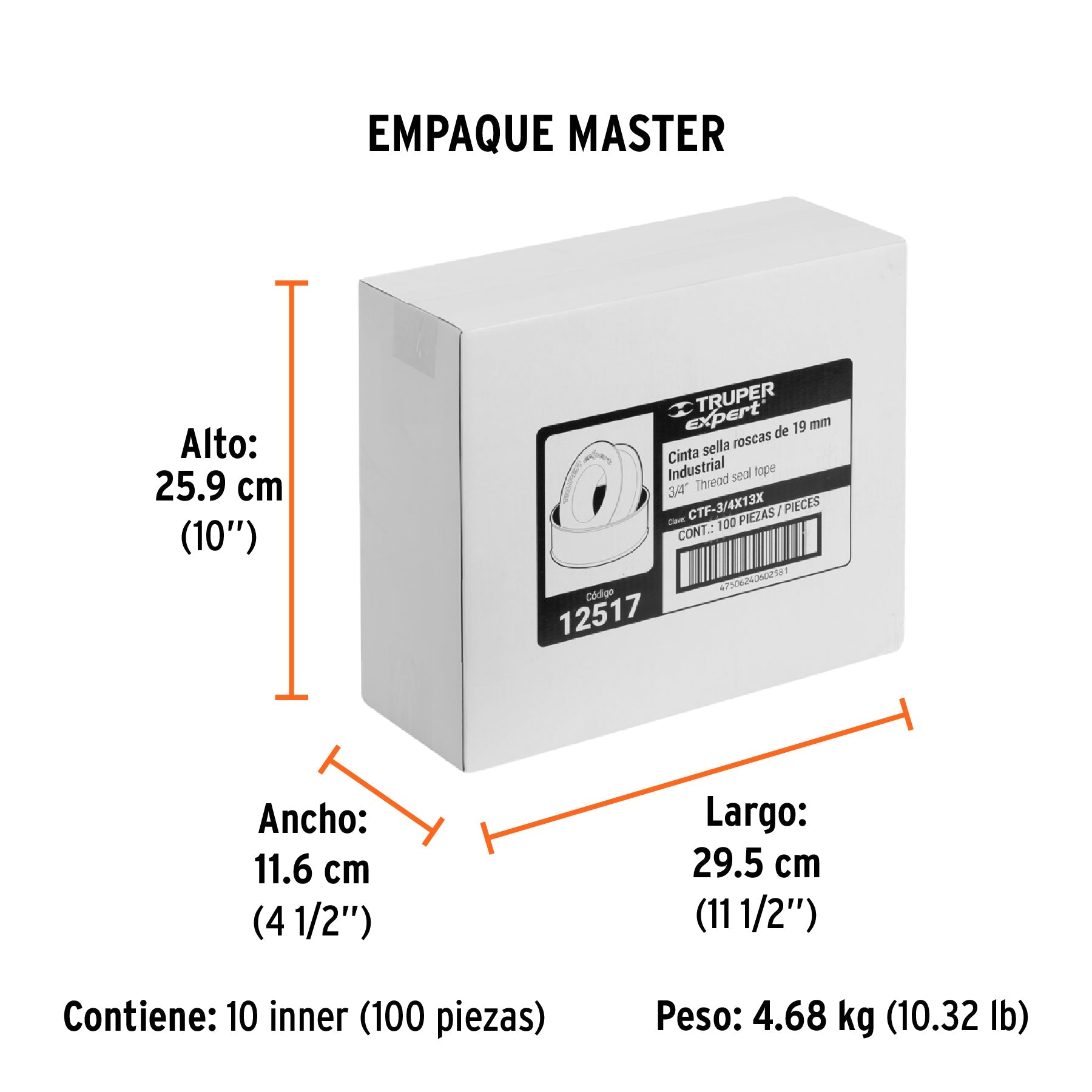 Cinta sella roscas 3/4" x 13m, Seal Pro Industrial, EXPERT - Empaque