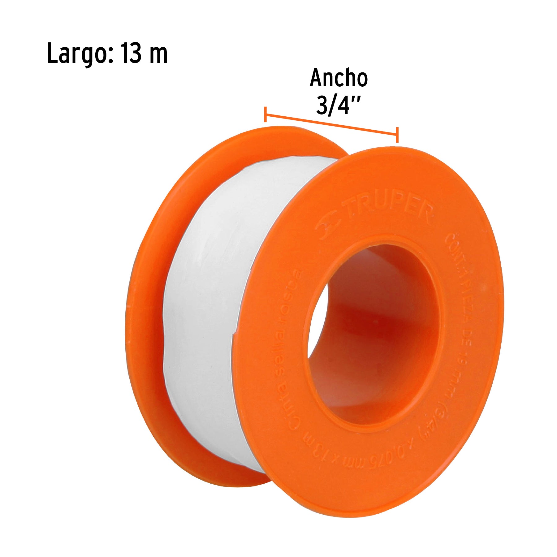 Cinta sella roscas 3/4" x 13m, uso general, TRUPER