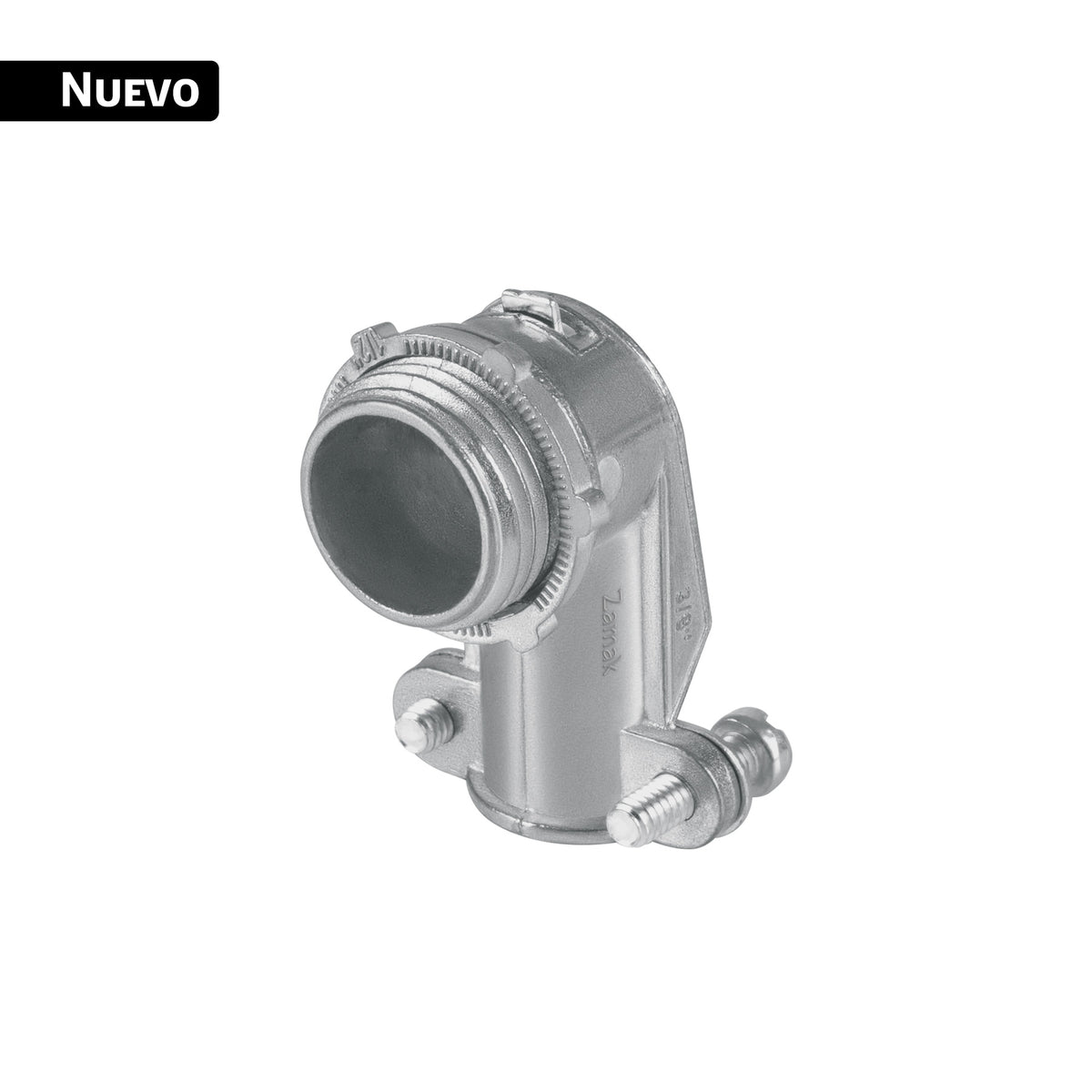 Conector curvo 3/8" para tubo flexible metálico, VOLTECK
