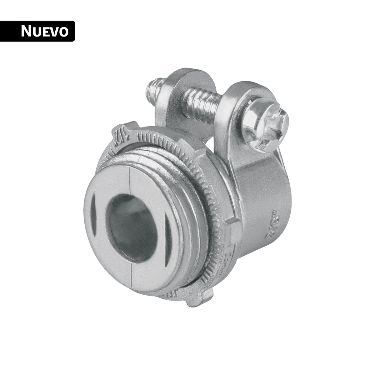 Conector recto 3/8" para tubo flexible metálico, VOLTECK