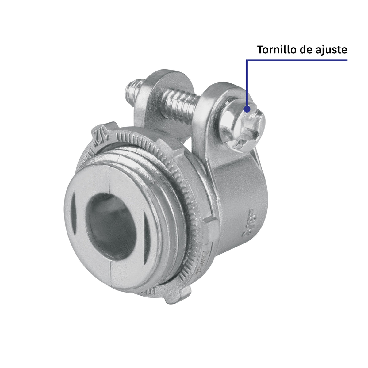 Conector recto 3/8" para tubo flexible metálico, VOLTECK