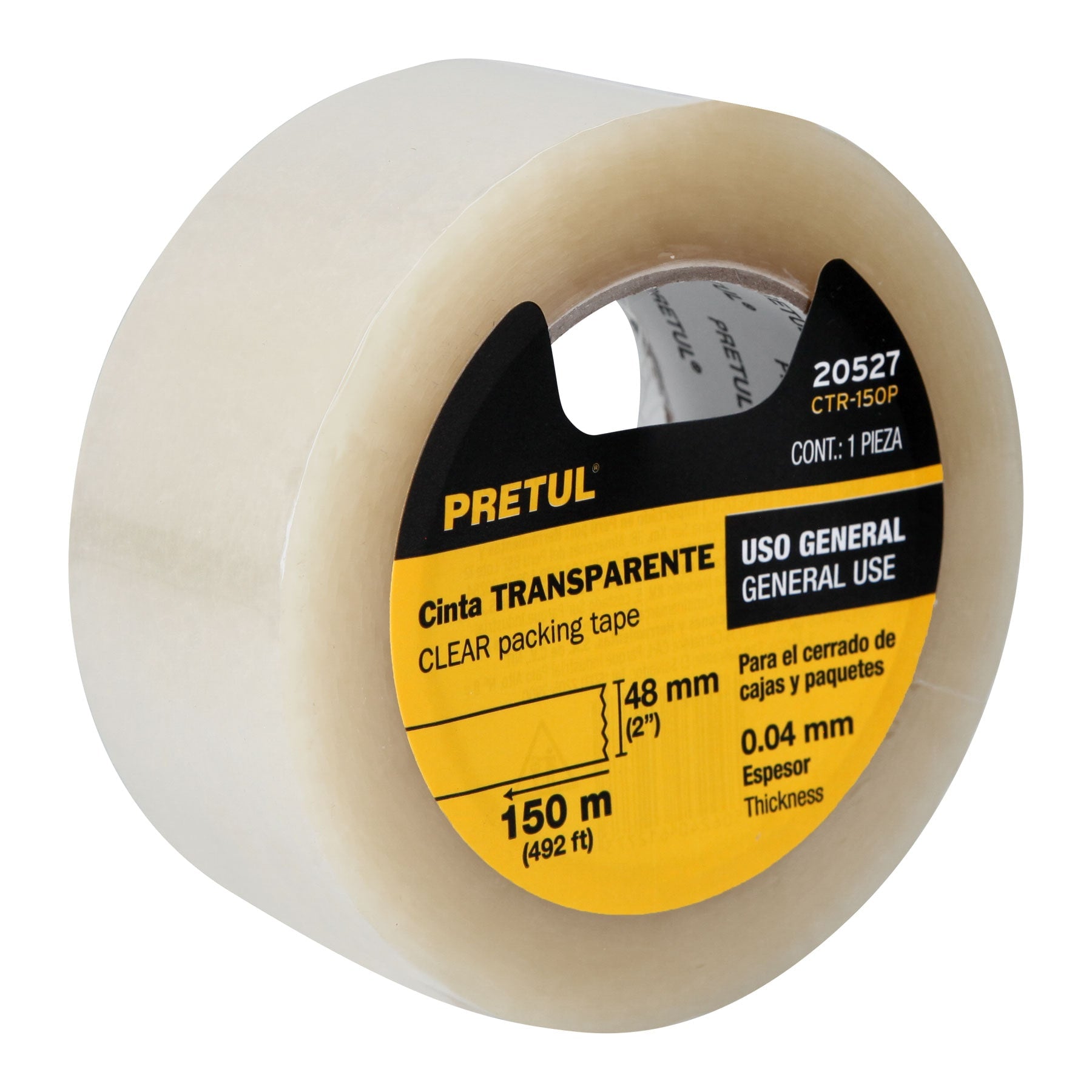 Cinta de empaque 48 mm x 150 m transparente, PRETUL
