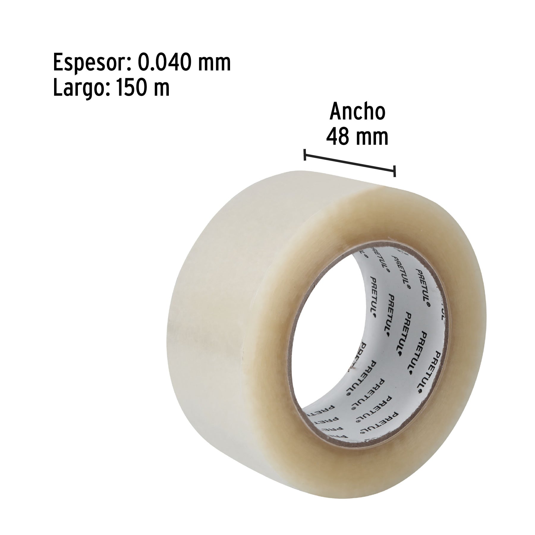 Cinta de empaque 48 mm x 150 m transparente, PRETUL