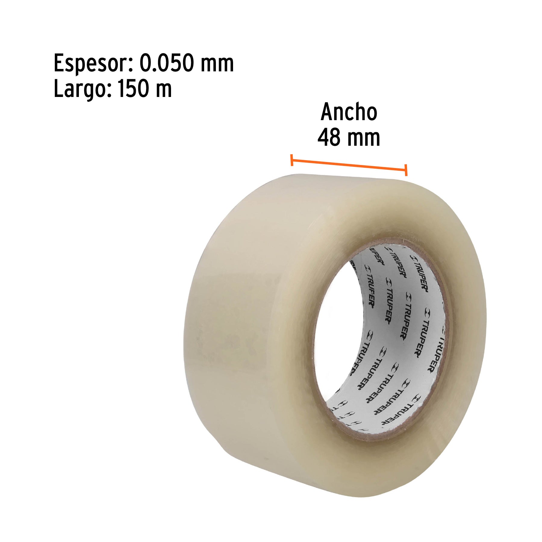 Cinta de empaque 48 mm x 150 m transparente, TRUPER