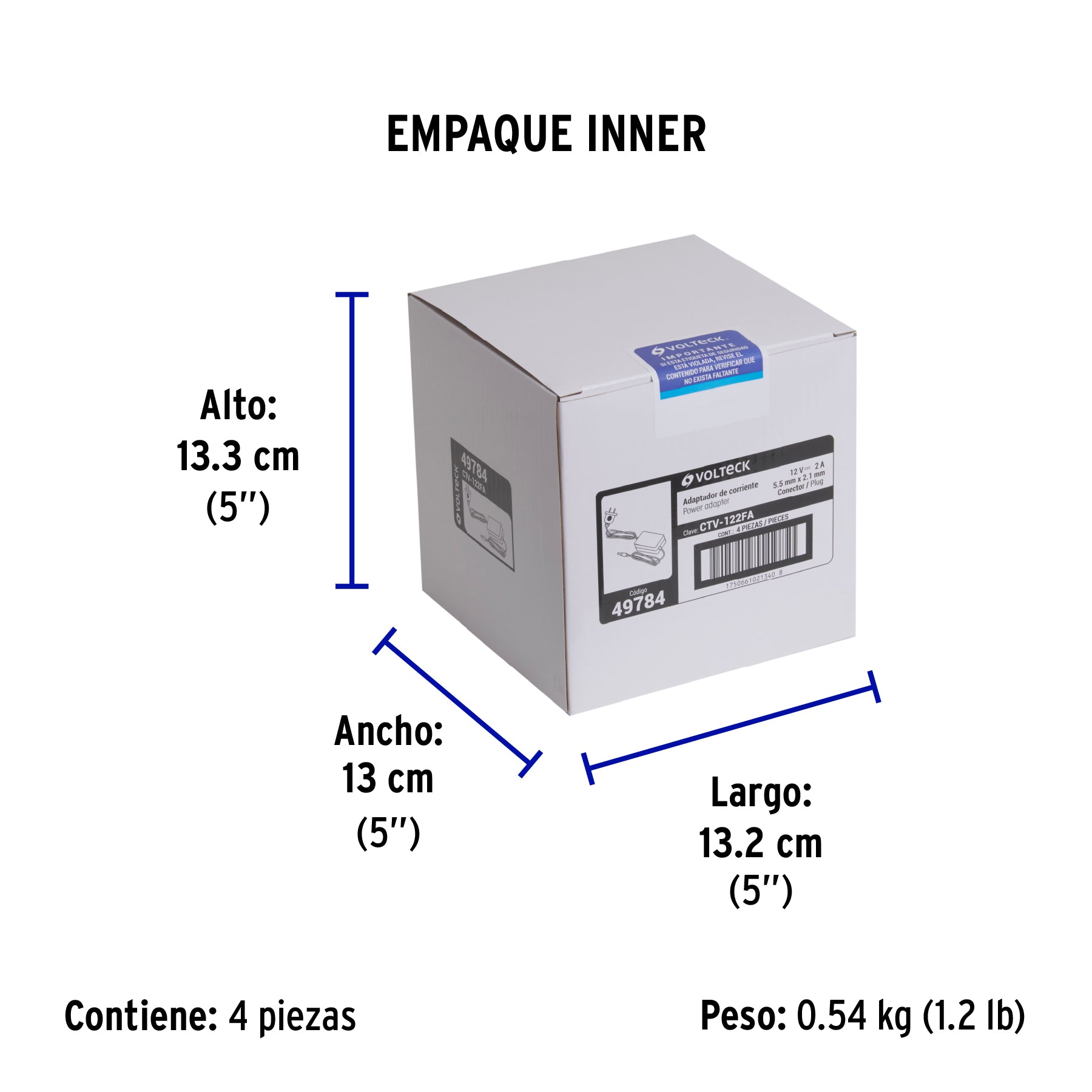 Fuente de Alimentación 12V 2A para CCTV, VOLTECK - Empaque