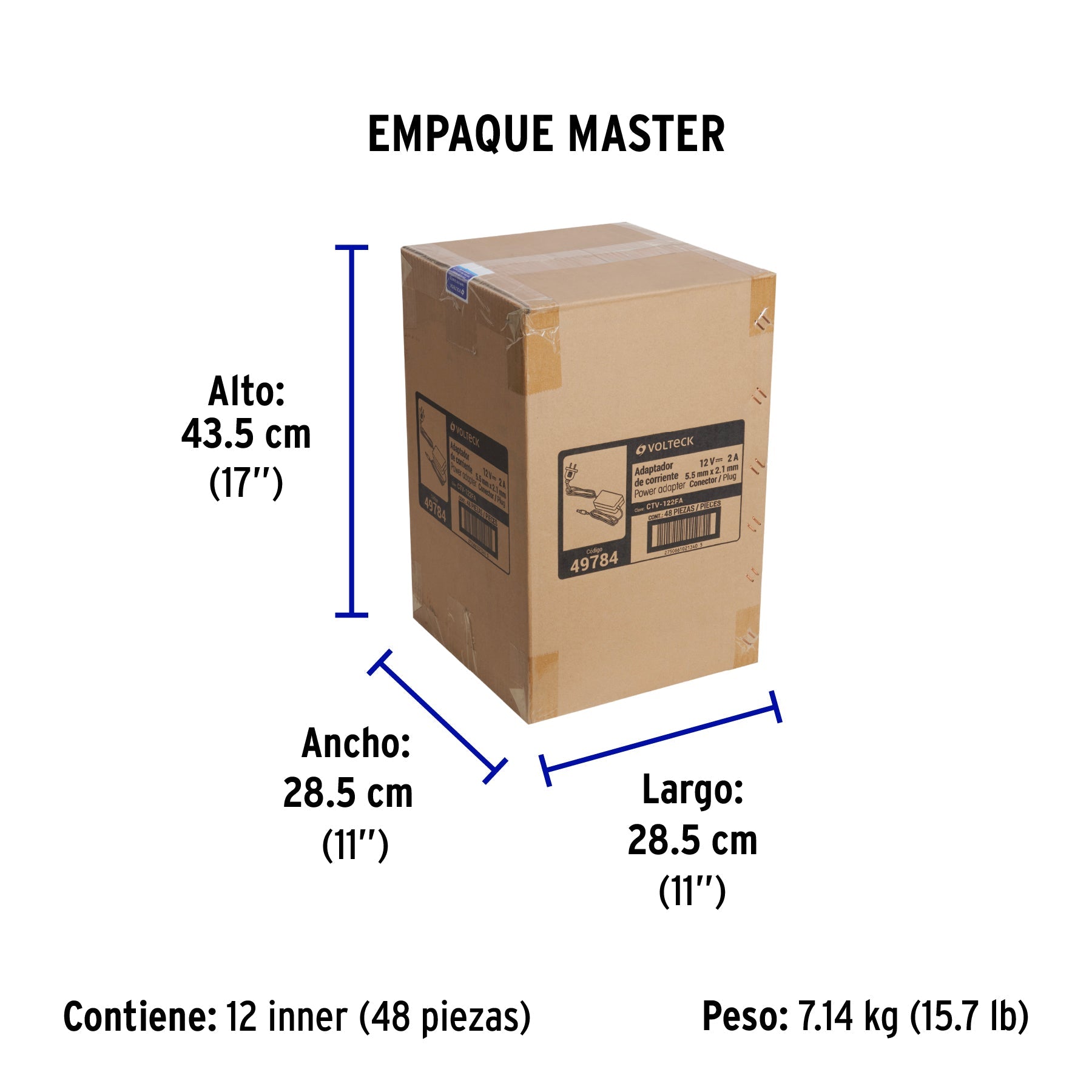 Fuente de Alimentación 12V 2A para CCTV, VOLTECK - Empaque