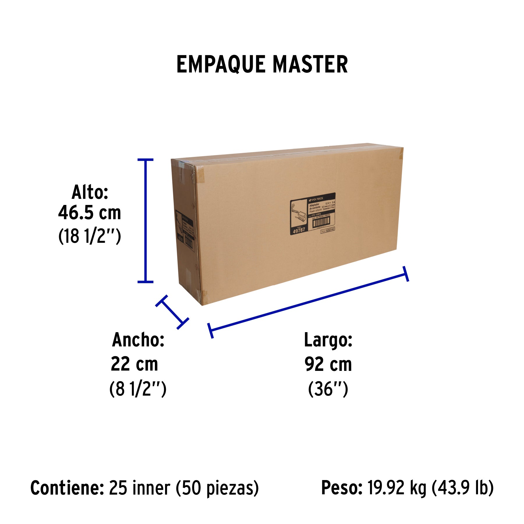 Fuente de Alimentación 12V 5A para CCTV, VOLTECK - Empaque