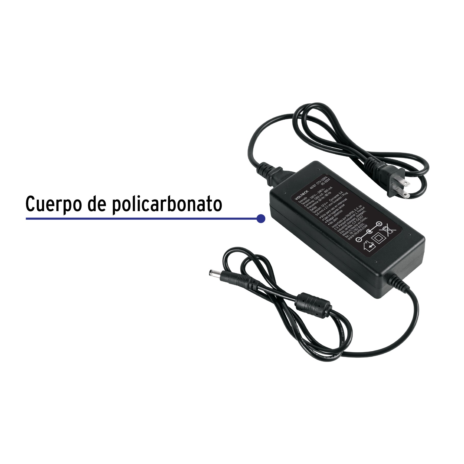 Fuente de Alimentación 12V 5A para CCTV, VOLTECK