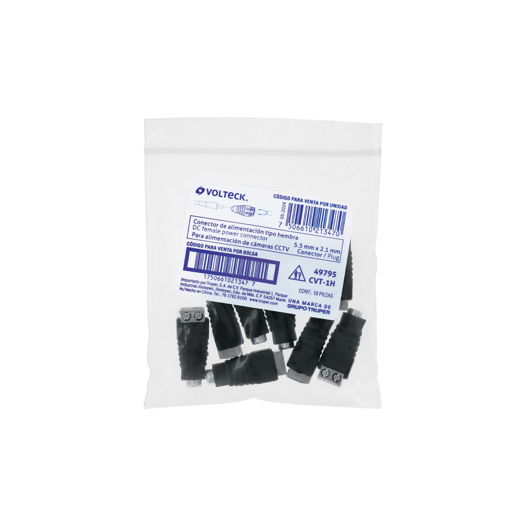 Conector de energía para CCTV tipo hembra, VOLTECK