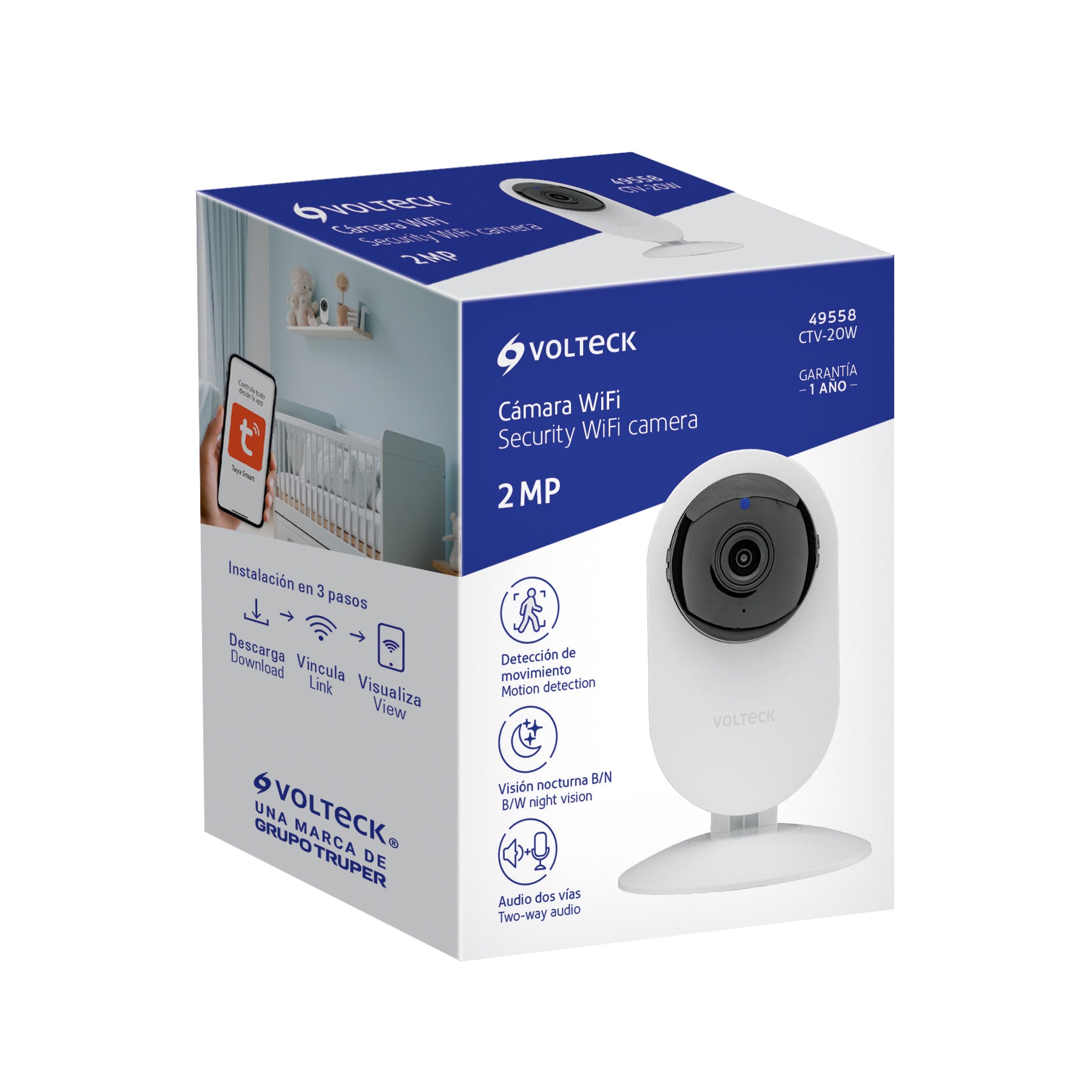 Cámara WiFi Fija 2MP, VOLTECK