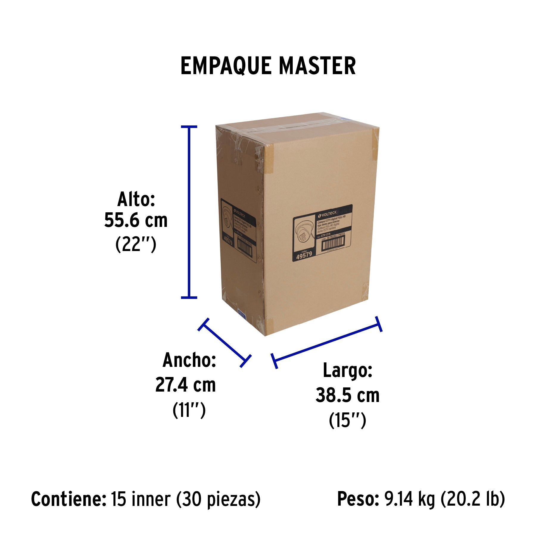 Cámara Tipo Domo 2MP, Lente 3.6mm, VOLTECK - Empaque