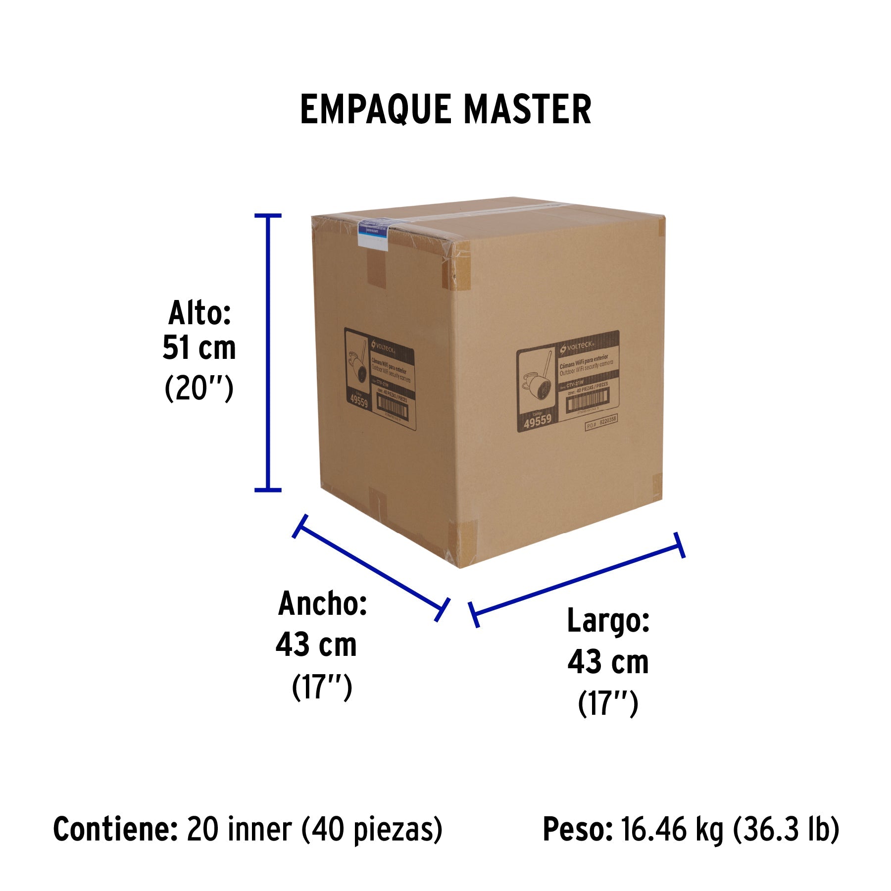 Cámara WiFi Tipo Bala 2MP, VOLTECK - Empaque