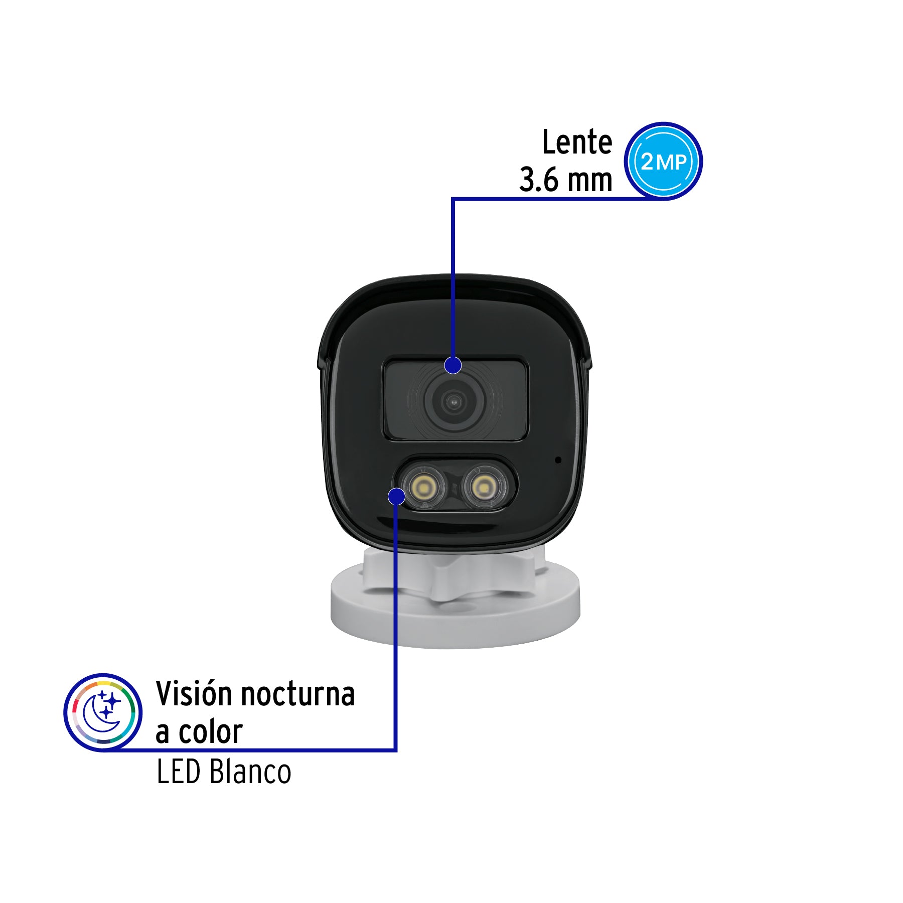 Cámara Tipo Bala 2MP, Lente 3.6mm, VOLTECK