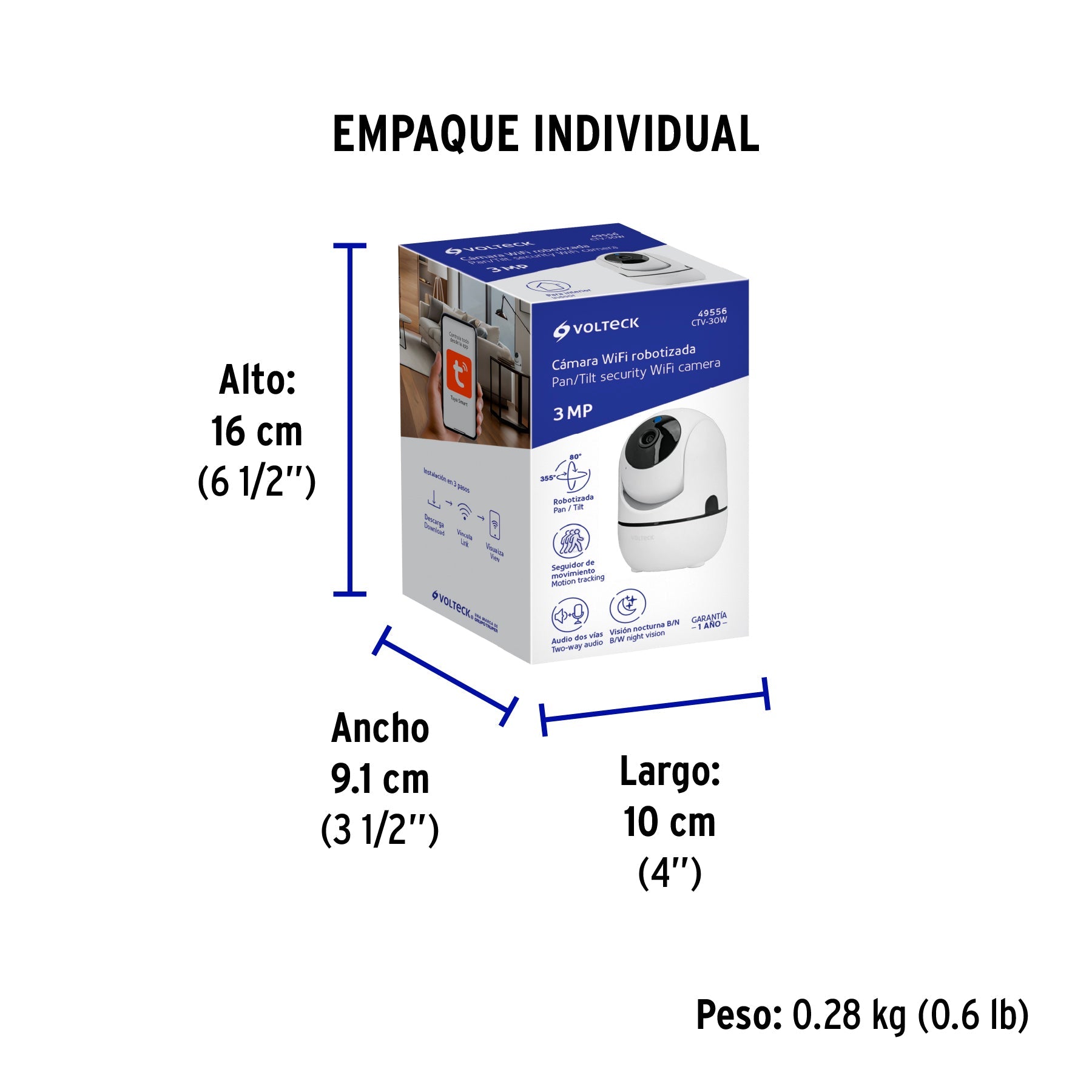 Cámara WiFi Robotizada 3MP, VOLTECK - Empaque