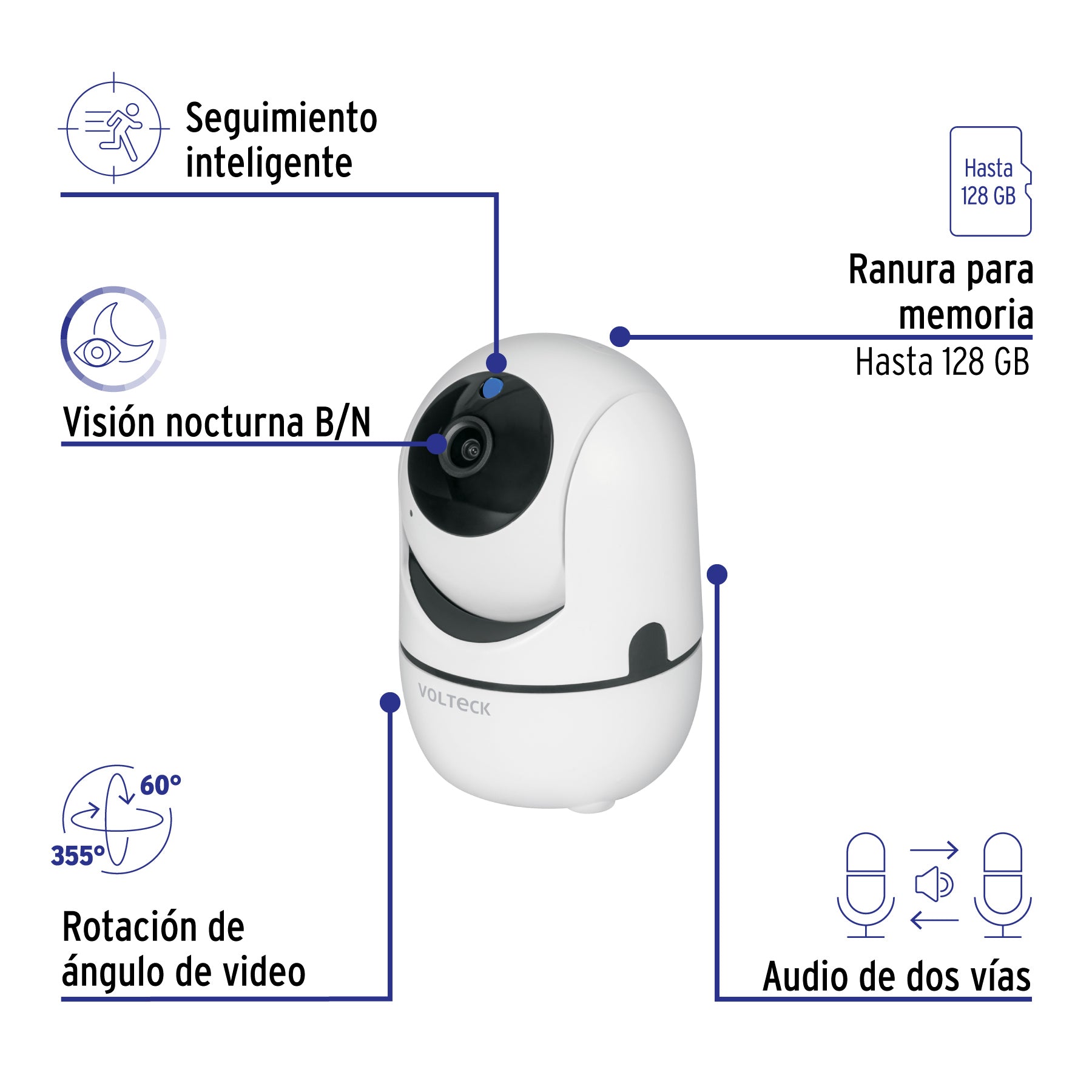 Cámara WiFi Robotizada 3MP, VOLTECK