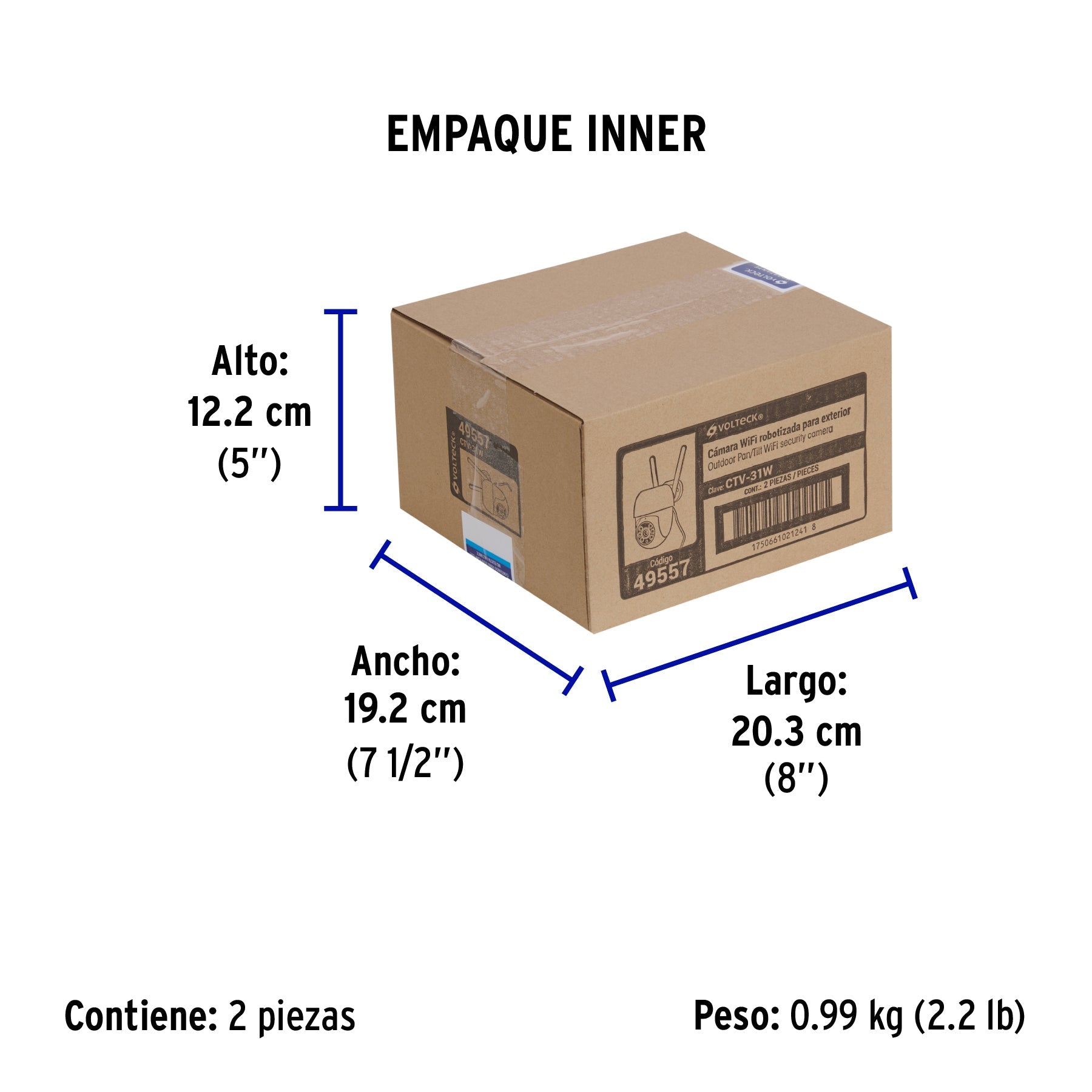 Cámara WiFi Robotizada Tipo Domo 3MP, VOLTECK - Empaque