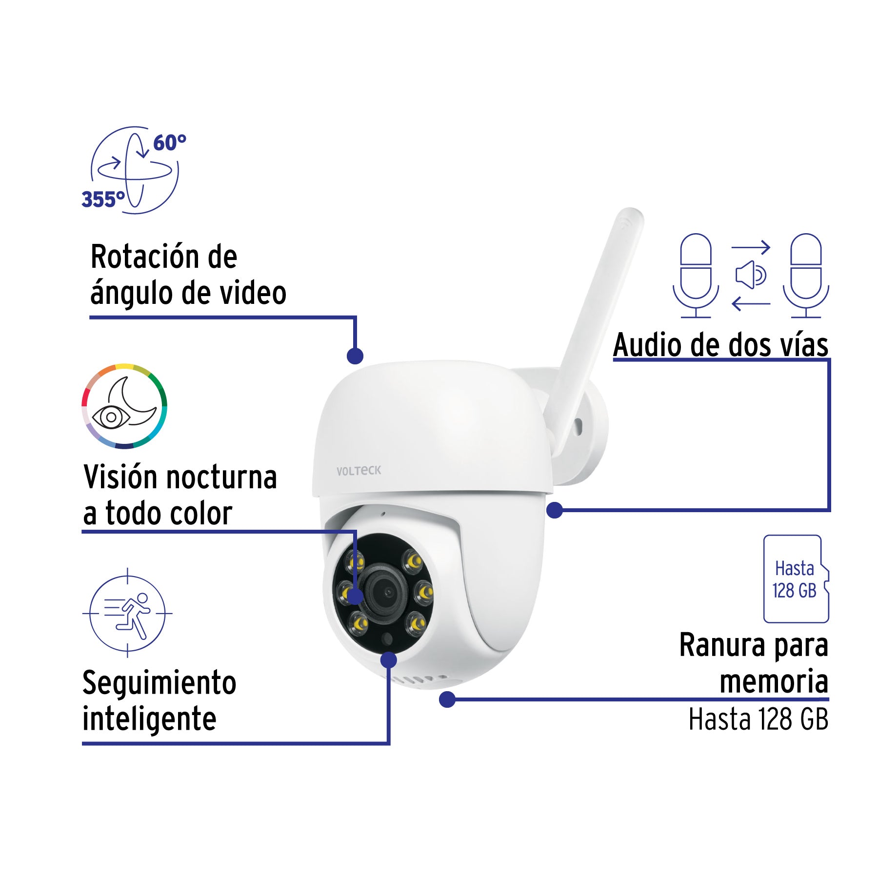 Cámara WiFi Robotizada Tipo Domo 3MP, VOLTECK