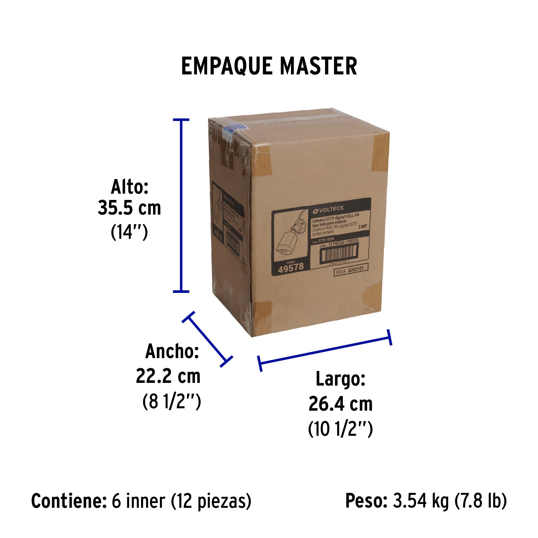 Cámara Tipo Bala 5MP, Lente 2.8mm, c/Micrófono, VOLTECK - Empaque