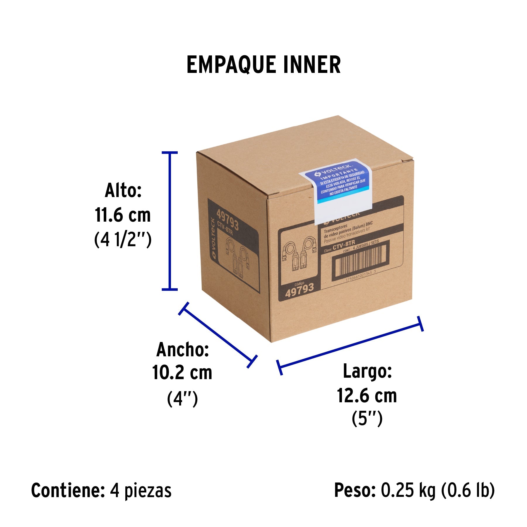 Par de Transceptores Pasivos Video Balun, hasta 8MP, VOLTECK - Empaque