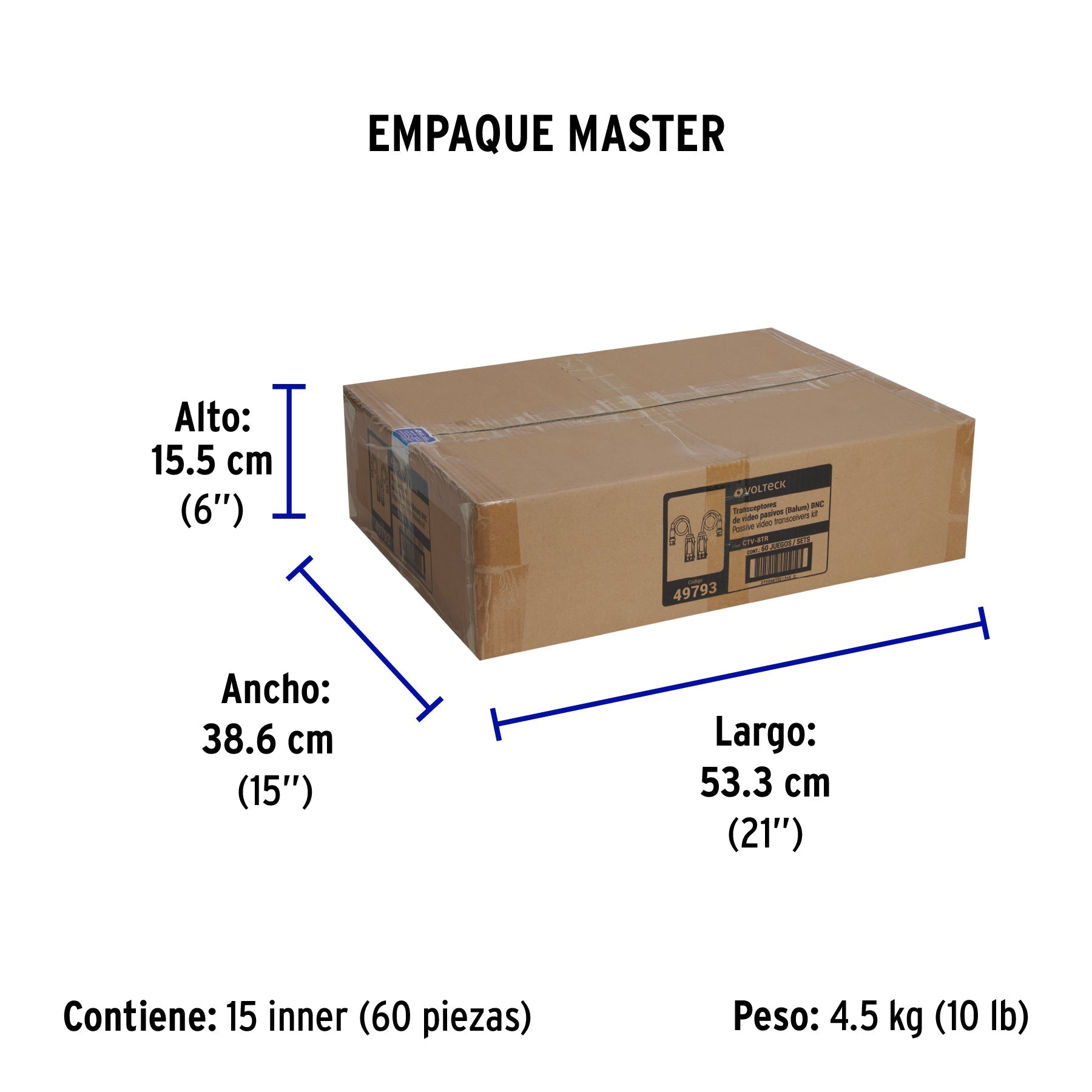 Par de Transceptores Pasivos Video Balun, hasta 8MP, VOLTECK - Empaque