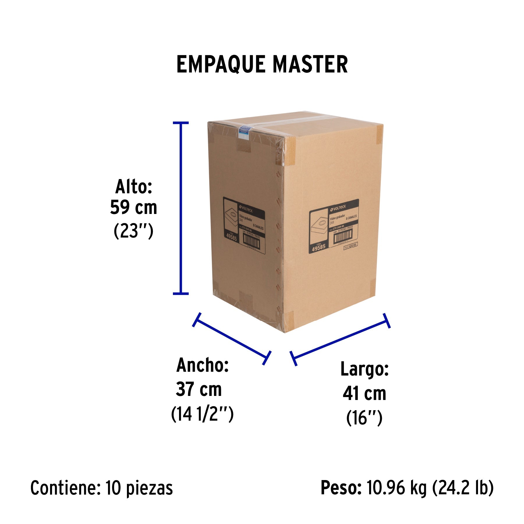 Video grabador DVR de 8 canales, 5MP, VOLTECK - Empaque