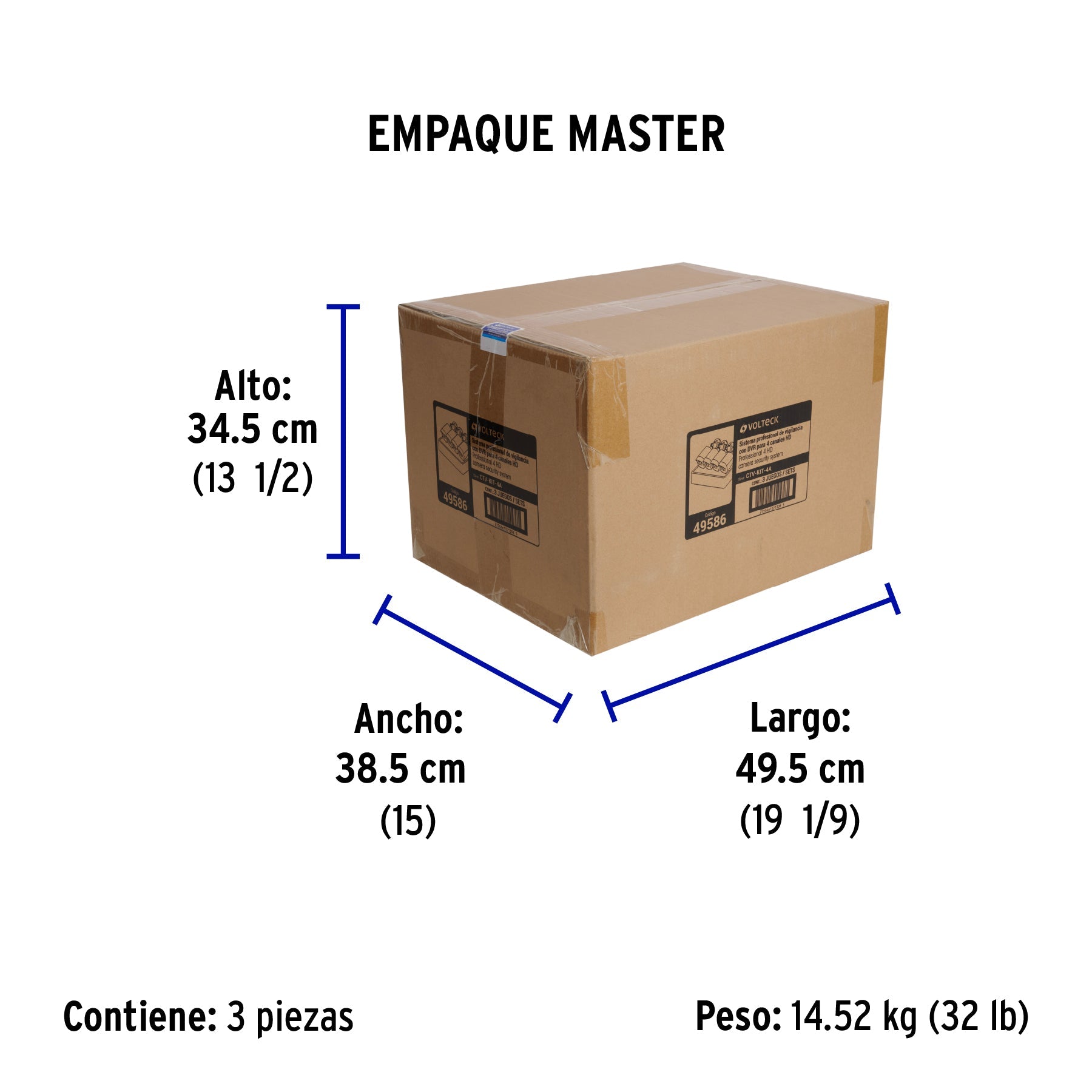 Kit video vigilancia, 4 canales, 4 cámaras, 5MP, Disco 1TB - Empaque