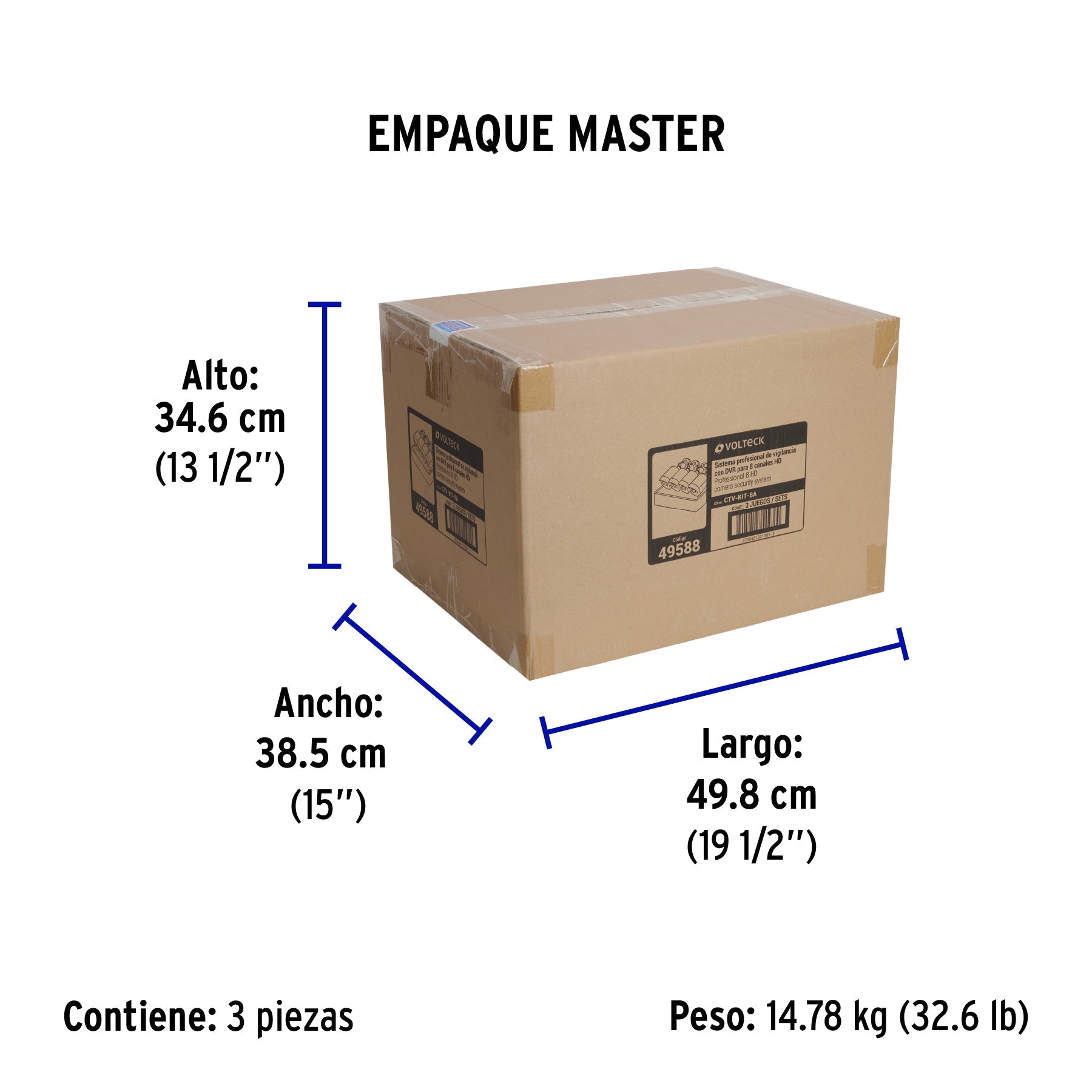 Kit video vigilancia, 8 canales, 4 cámaras, 5MP, Disco 1TB - Empaque