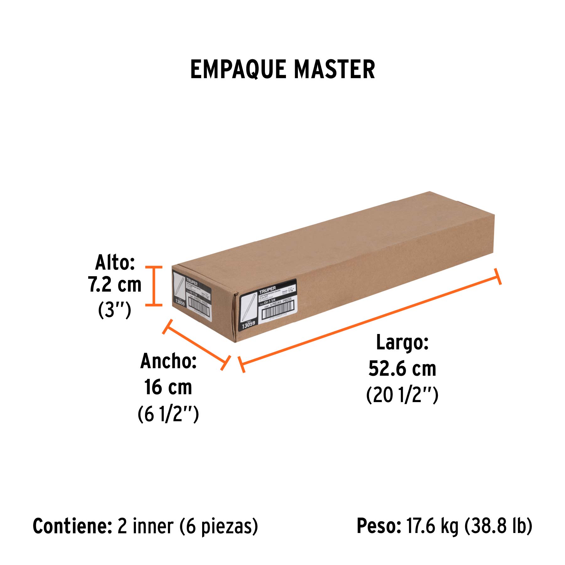 Cuña para concreto de 1-1/4", TRUPER - Empaque