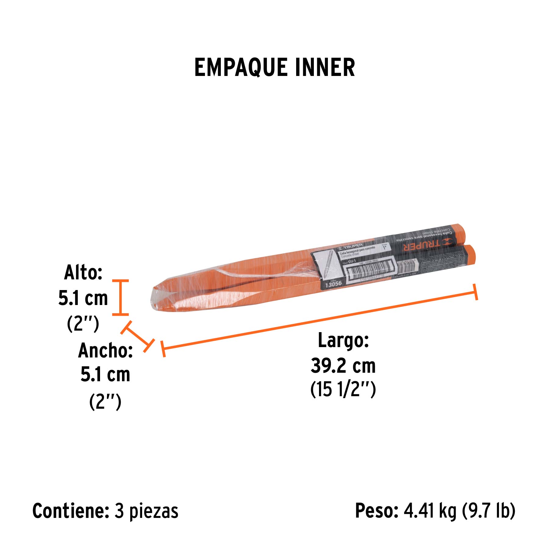 Cuña para concreto de 1", TRUPER - Empaque