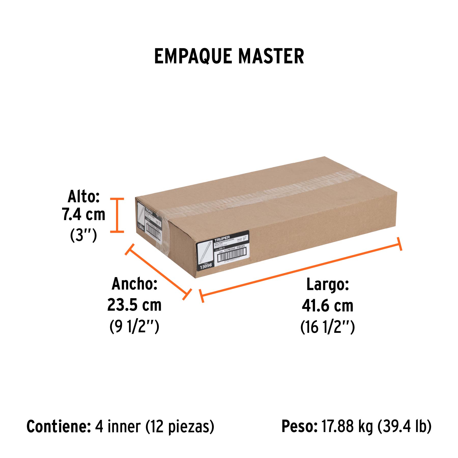 Cuña para concreto de 1", TRUPER - Empaque