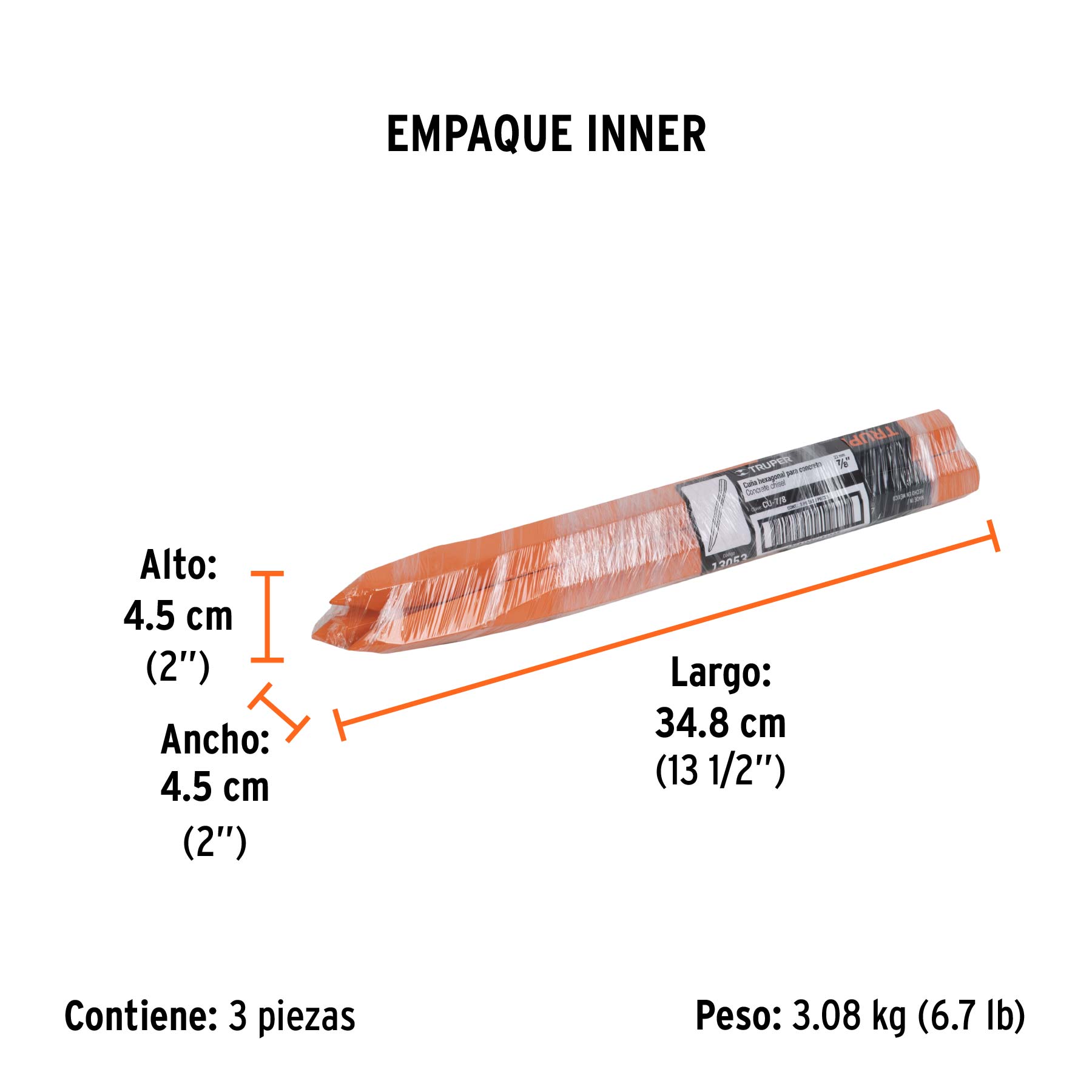 Cuña para concreto de 7/8", TRUPER - Empaque