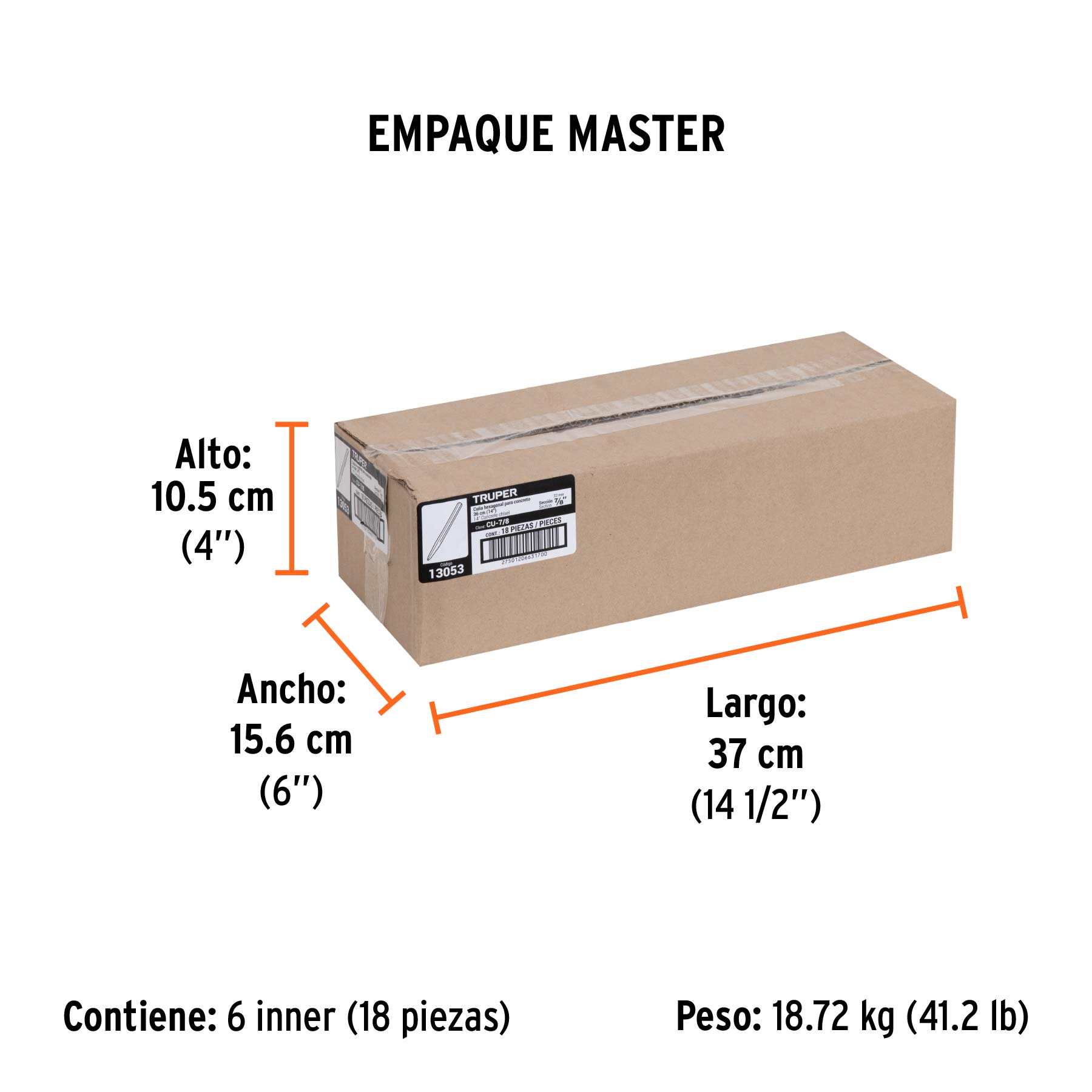 Cuña para concreto de 7/8", TRUPER - Empaque