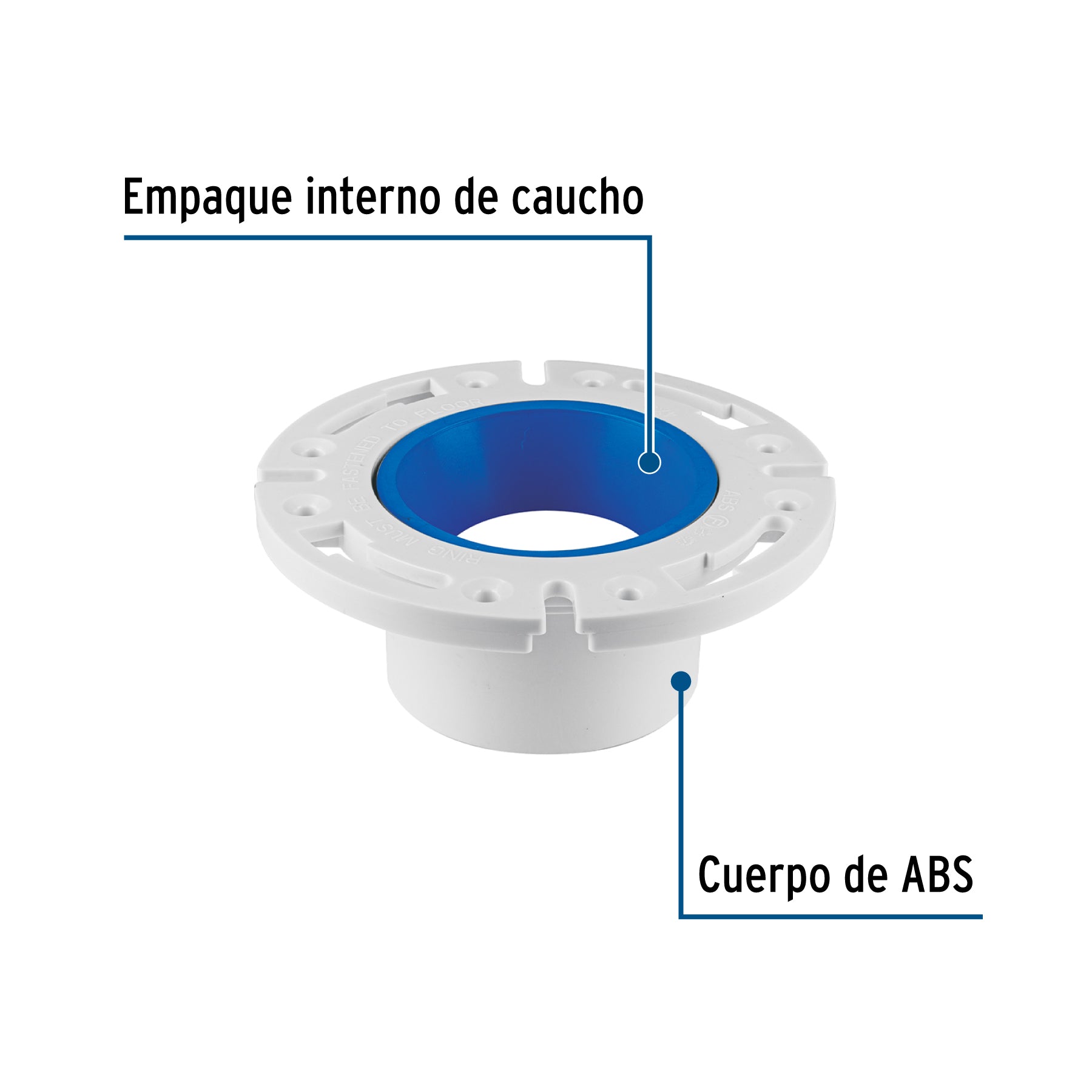Brida para WC con cuello, para tubería de 4", FOSET