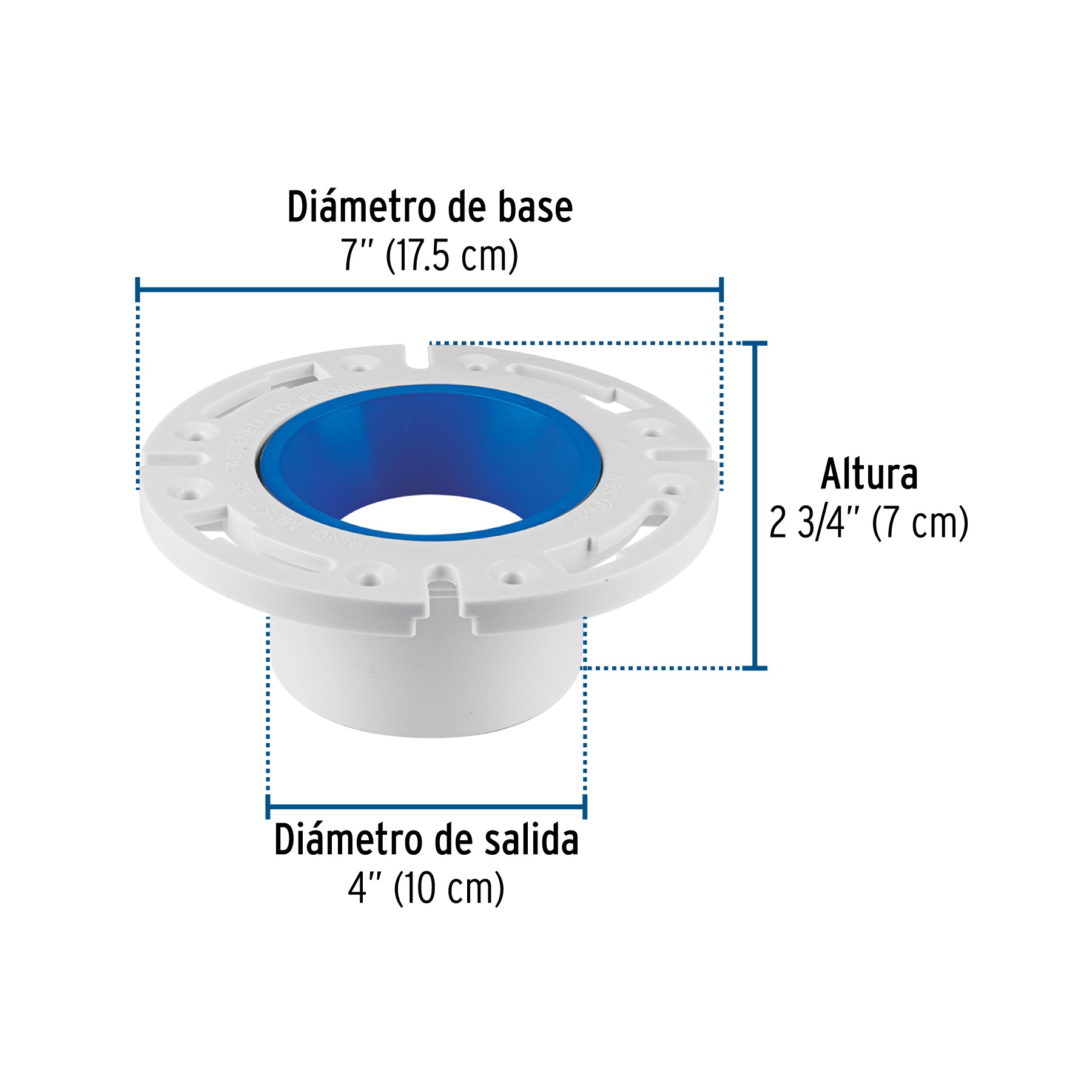 Brida para WC con cuello, para tubería de 4", FOSET