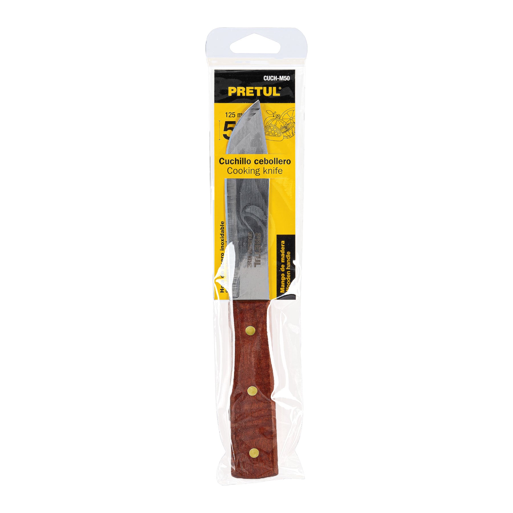 Cuchillo cebollero 5" mango de madera, PRETUL