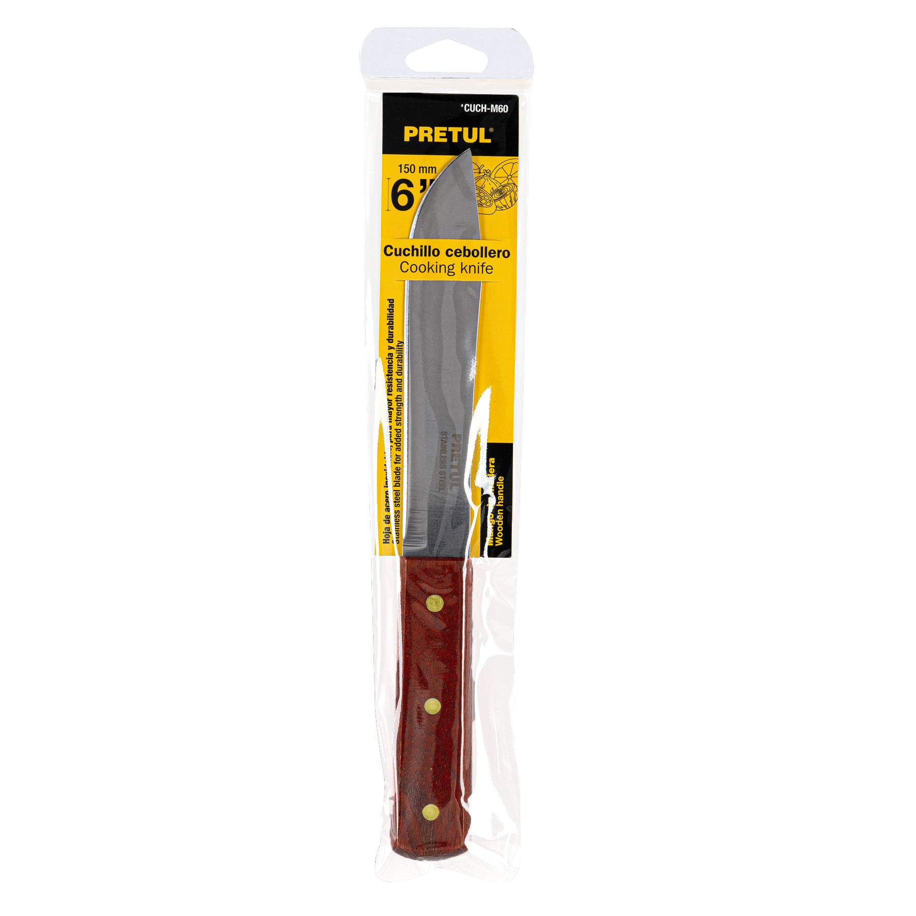 Cuchillo cebollero 6" mango de madera, PRETUL