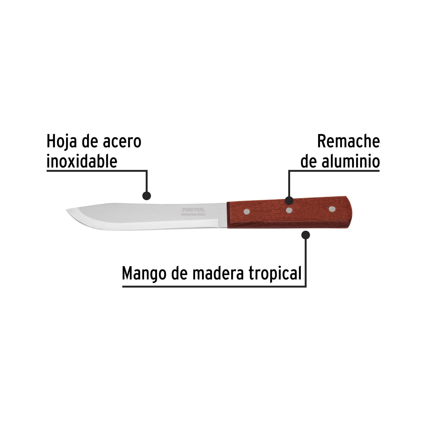 Cuchillo cebollero 6" mango de madera, PRETUL