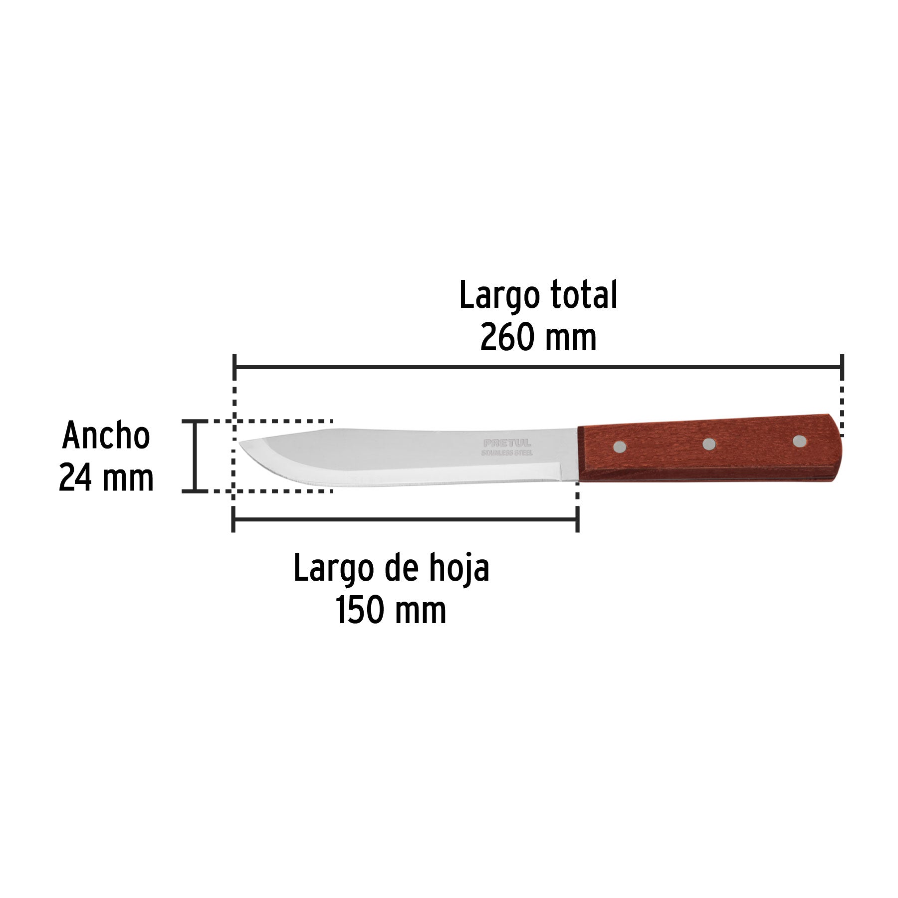 Cuchillo cebollero 6" mango de madera, PRETUL